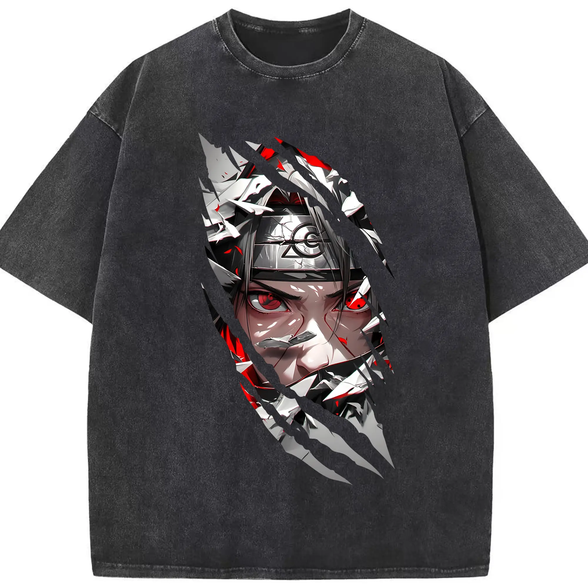 ナルト グッズ うちは イタチ - 綿100％ ヴィンテージ風 半袖Tシャツ ・ フロントプリント ・ 柔らか肌触り ・ 通気性 快適 ・ スポーツ カジュアル 外出用