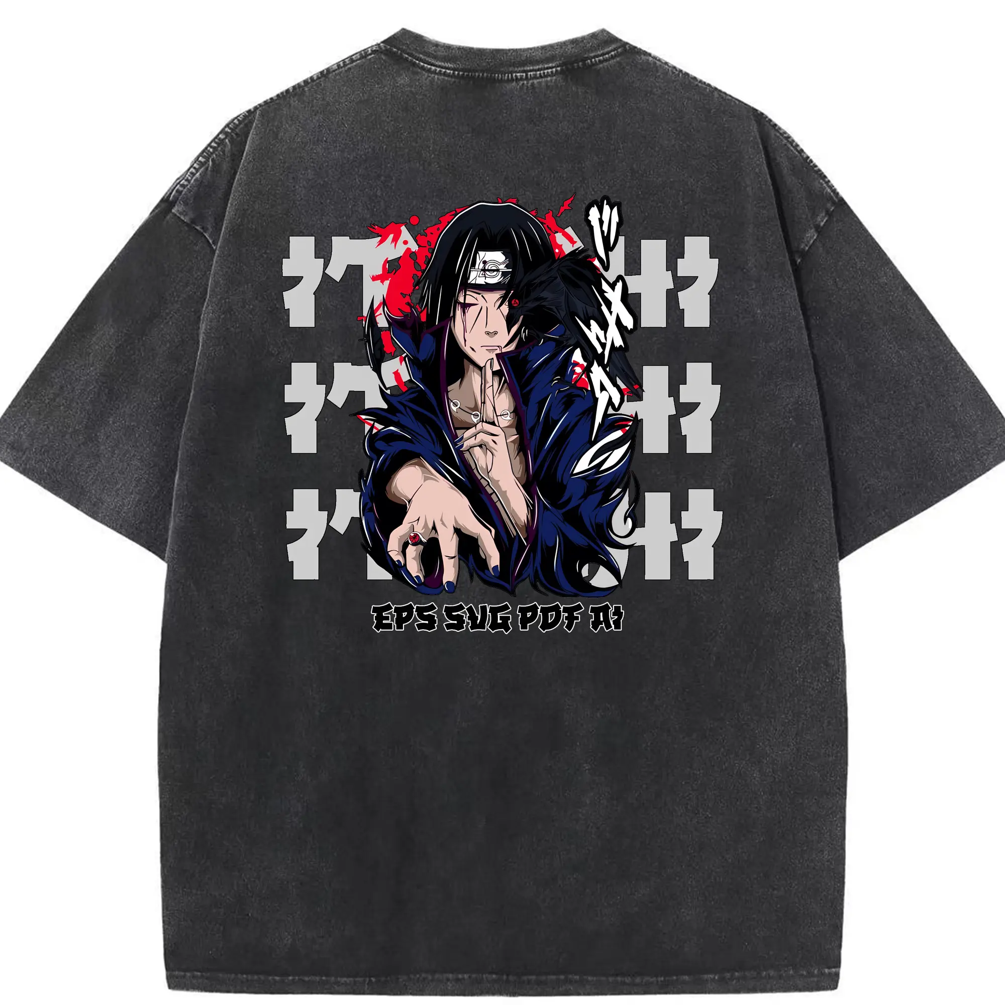 ナルト グッズ うちは イタチ - 綿100％ ヴィンテージ風 半袖Tシャツ ・ 背面プリント ・ 柔らか肌触り ・ 通気性 快適 ・ スポーツ カジュアル 外出用