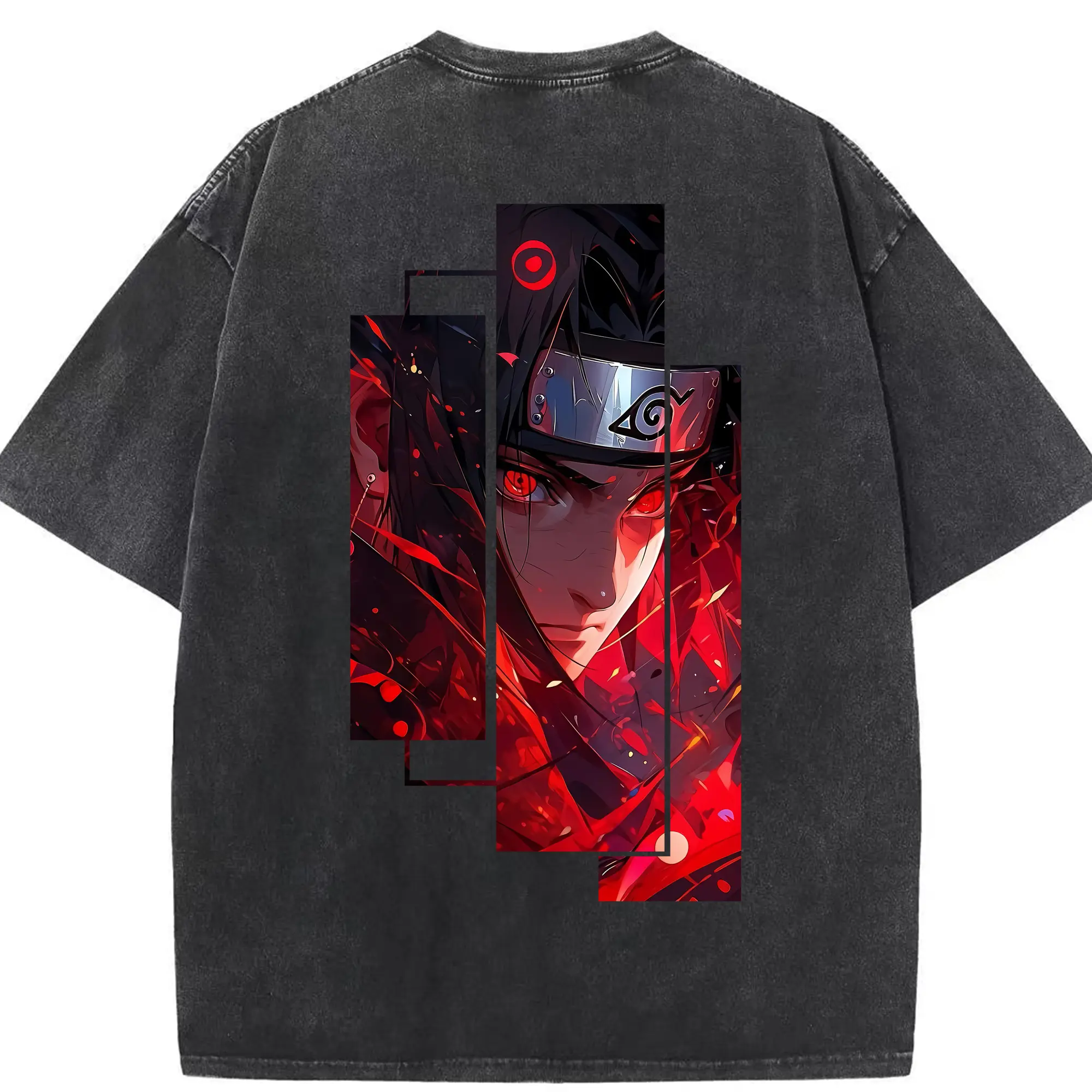 ナルト グッズ うちは イタチ - 綿100％ ヴィンテージ風 半袖Tシャツ ・ 背面プリント ・ 柔らか肌触り ・ 通気性 快適 ・ スポーツ カジュアル 外出用