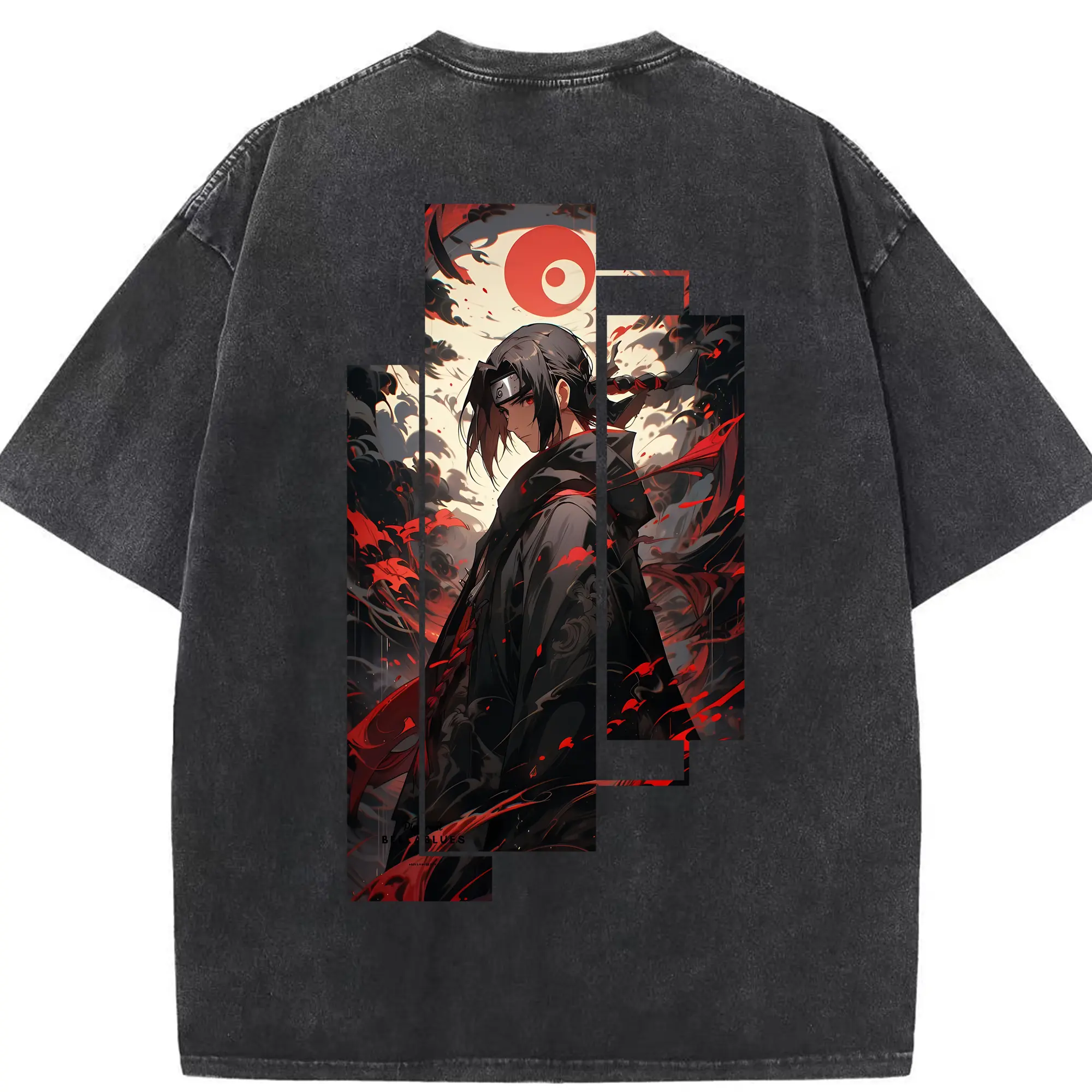 ナルト グッズ うちは イタチ - 綿100％ ヴィンテージ風 半袖Tシャツ ・ 背面プリント ・ 柔らか肌触り ・ 通気性 快適 ・ スポーツ カジュアル 外出用