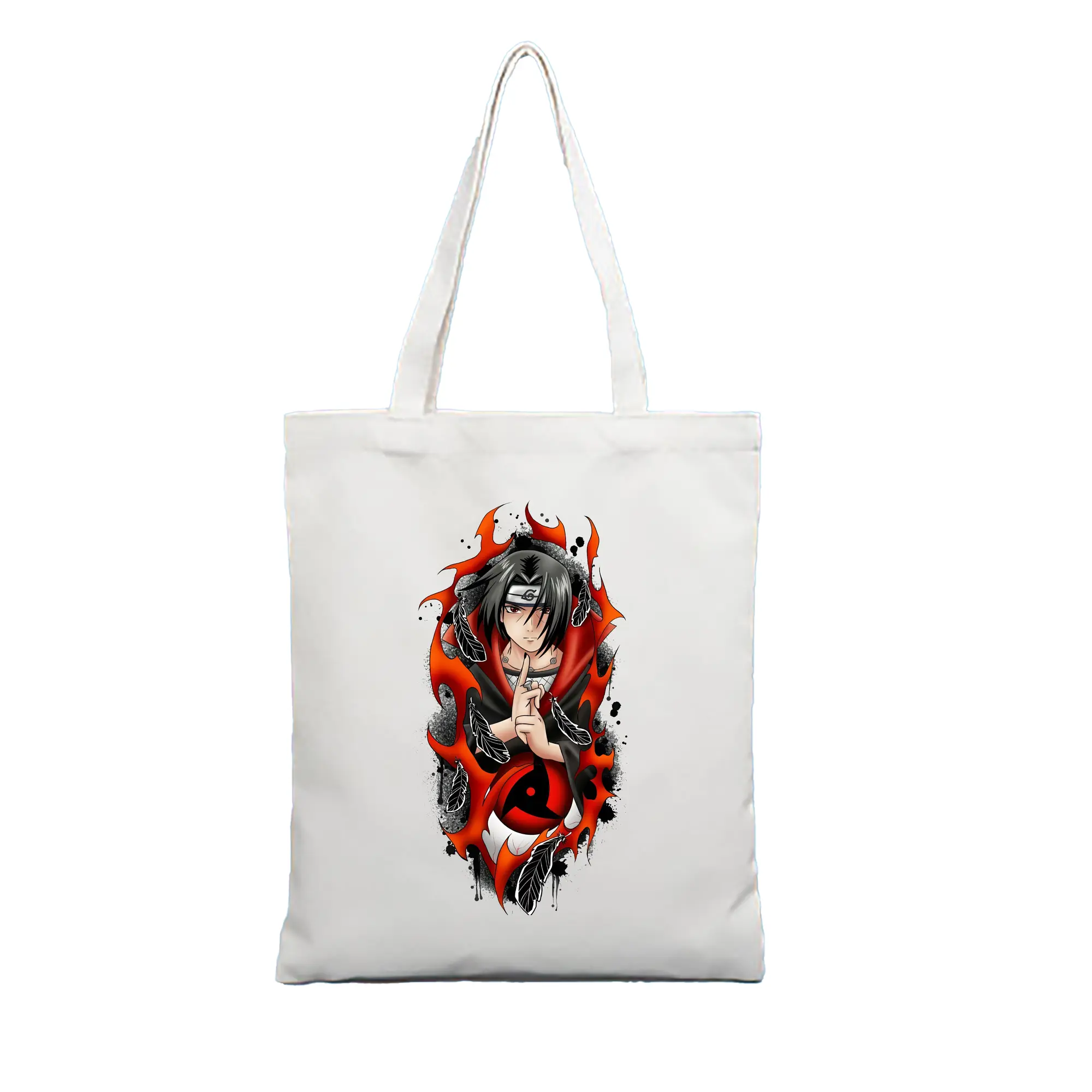 ナルト グッズ うちは イタチ - 縦型キャンバス手提げバッグ（トートバッグ） ・ キャンバス素材 ・ ショッピング用 ・ 軽量 丈夫 お手入れ簡単