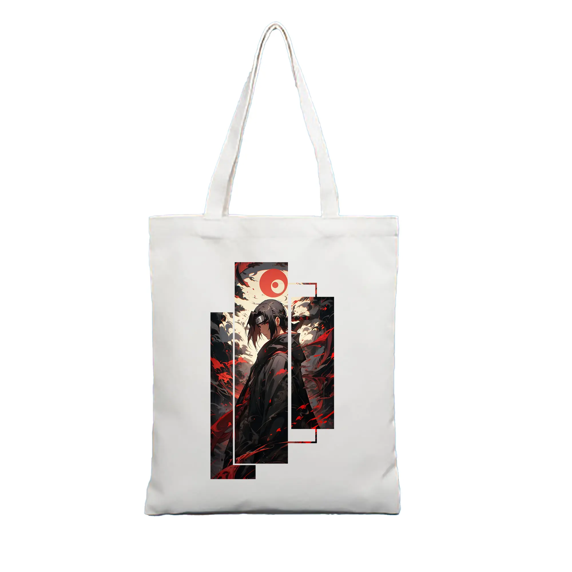 ナルト グッズ うちは イタチ - 縦型キャンバス手提げバッグ（トートバッグ） ・ キャンバス素材 ・ ショッピング用 ・ 軽量 丈夫 お手入れ簡単