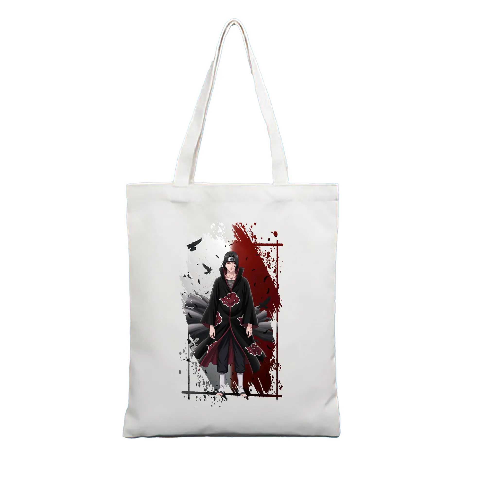 ナルト グッズ うちは イタチ - 縦型キャンバス手提げバッグ（トートバッグ） ・ キャンバス素材 ・ ショッピング用 ・ 軽量 丈夫 お手入れ簡単