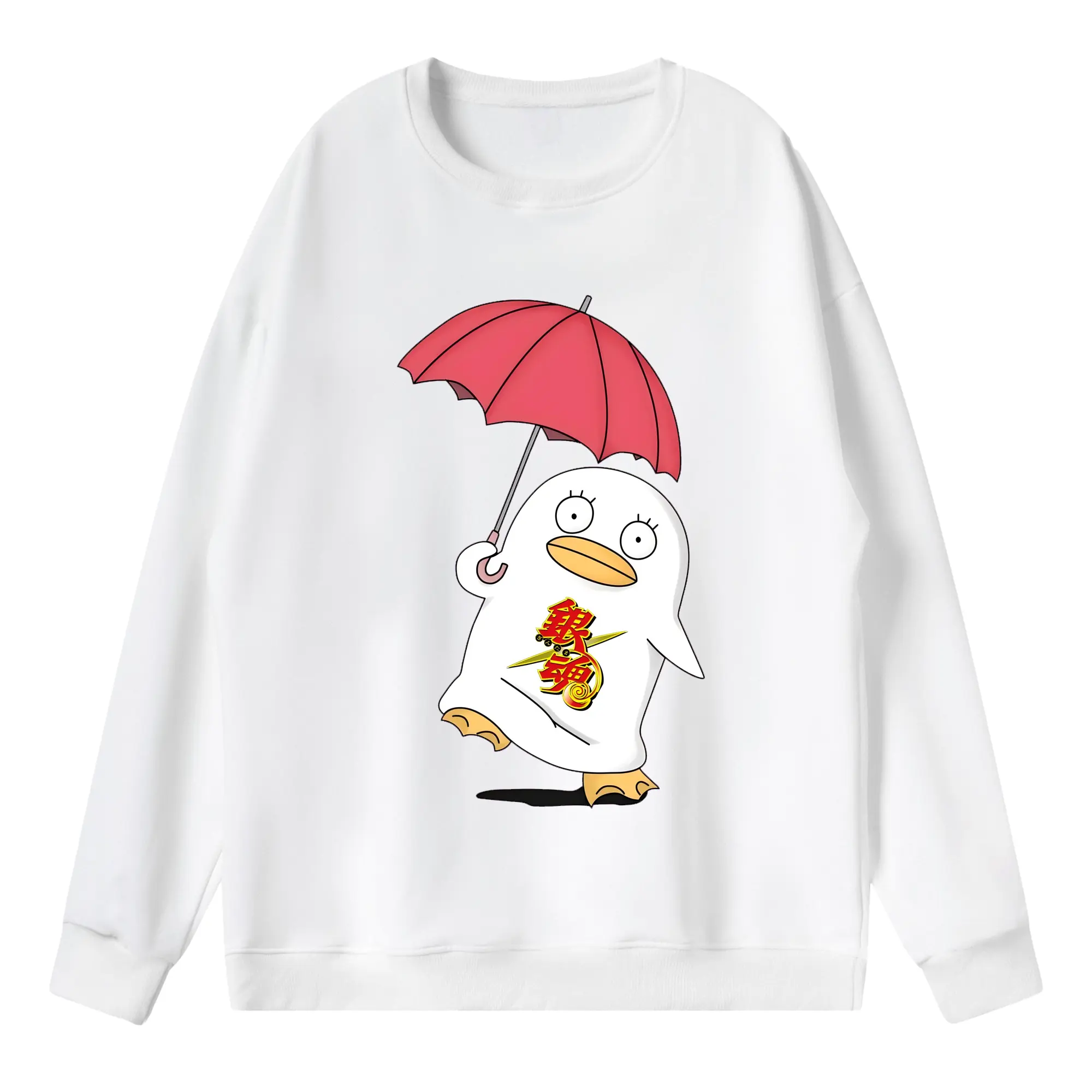 銀魂 グッズ エリザベス - 薄手 クルーネック スウェット 裏毛260g · ポリエステル 春秋向け カジュアル 男女兼用 · トレーナー デイリー スポーツ 散歩に最適