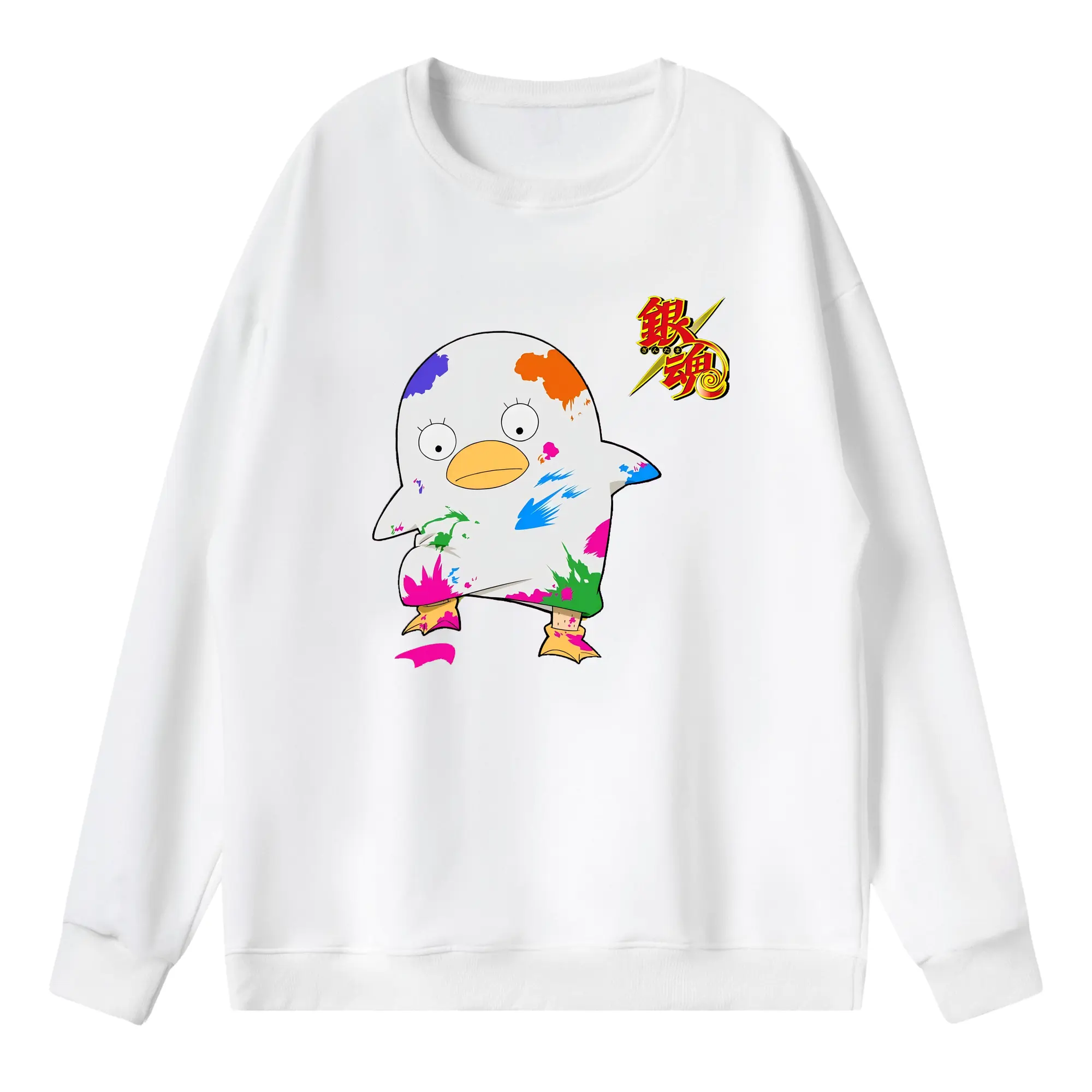 銀魂 グッズ エリザベス - 薄手 クルーネック スウェット 裏毛260g · ポリエステル 春秋向け カジュアル 男女兼用 · トレーナー デイリー スポーツ 散歩に最適