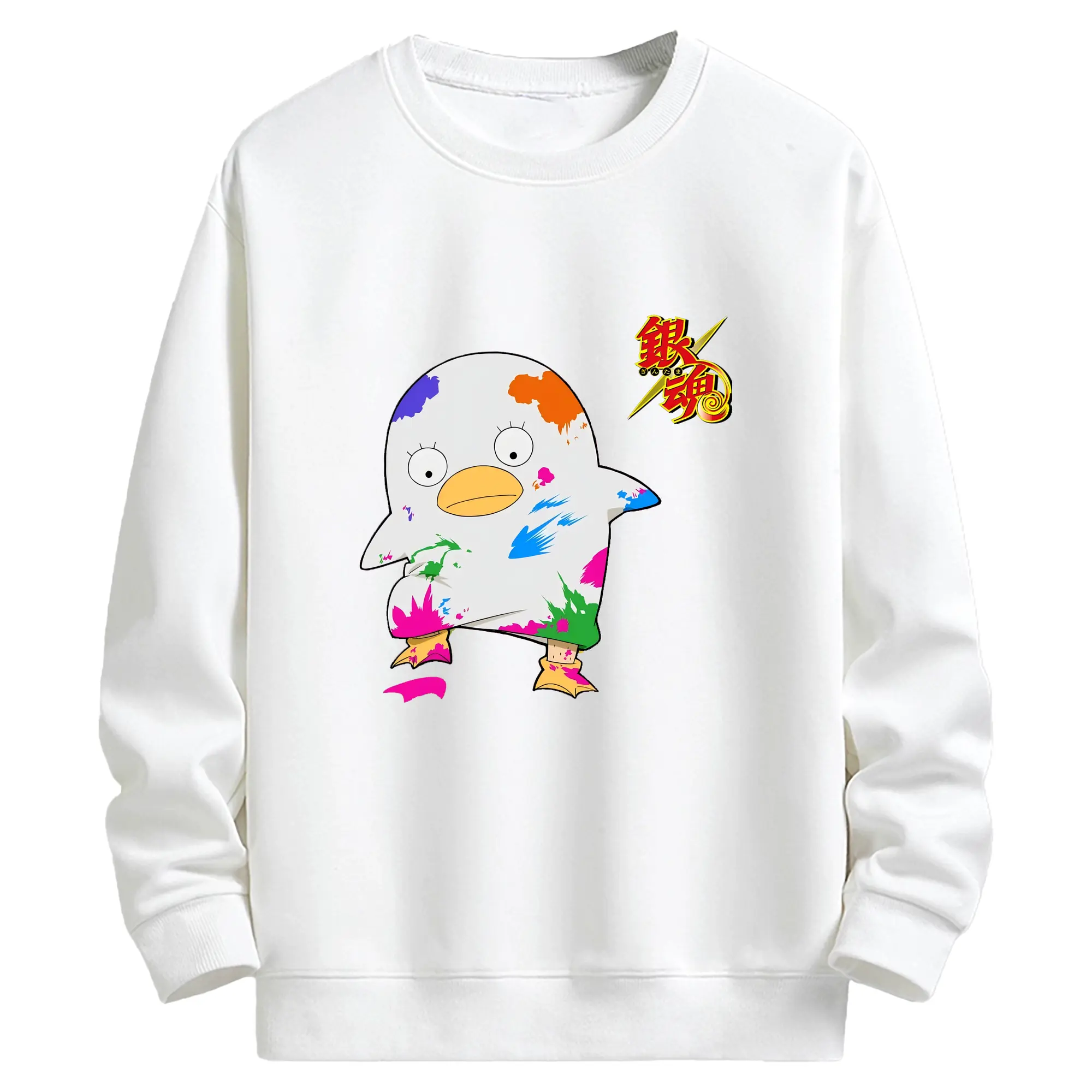 銀魂 グッズ エリザベス - キッズ クルーネックスウェットシャツ ・ フロントプリント ・ 綿80％ ポリエステル20％ ・ 快適 通学 スポーツ 日常使い お散歩用