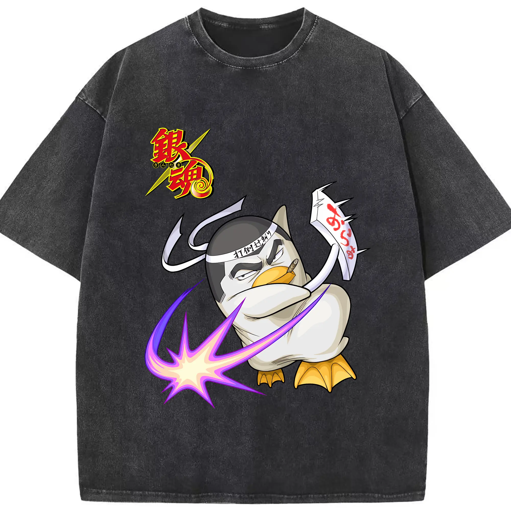 銀魂 グッズ エリザベス - 綿100％ ヴィンテージ風 半袖Tシャツ ・ フロントプリント ・ 柔らか肌触り ・ 通気性 快適 ・ スポーツ カジュアル 外出用