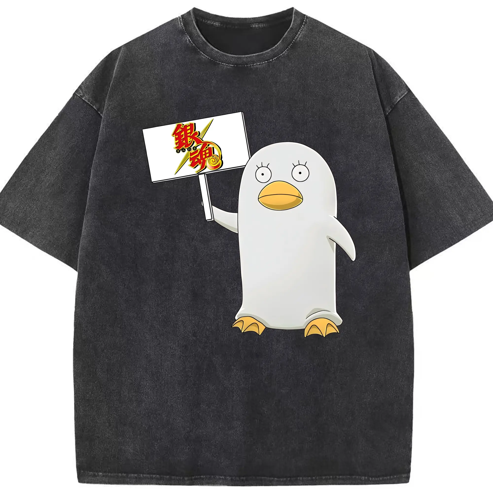 銀魂 グッズ エリザベス - 綿100％ ヴィンテージ風 半袖Tシャツ ・ フロントプリント ・ 柔らか肌触り ・ 通気性 快適 ・ スポーツ カジュアル 外出用