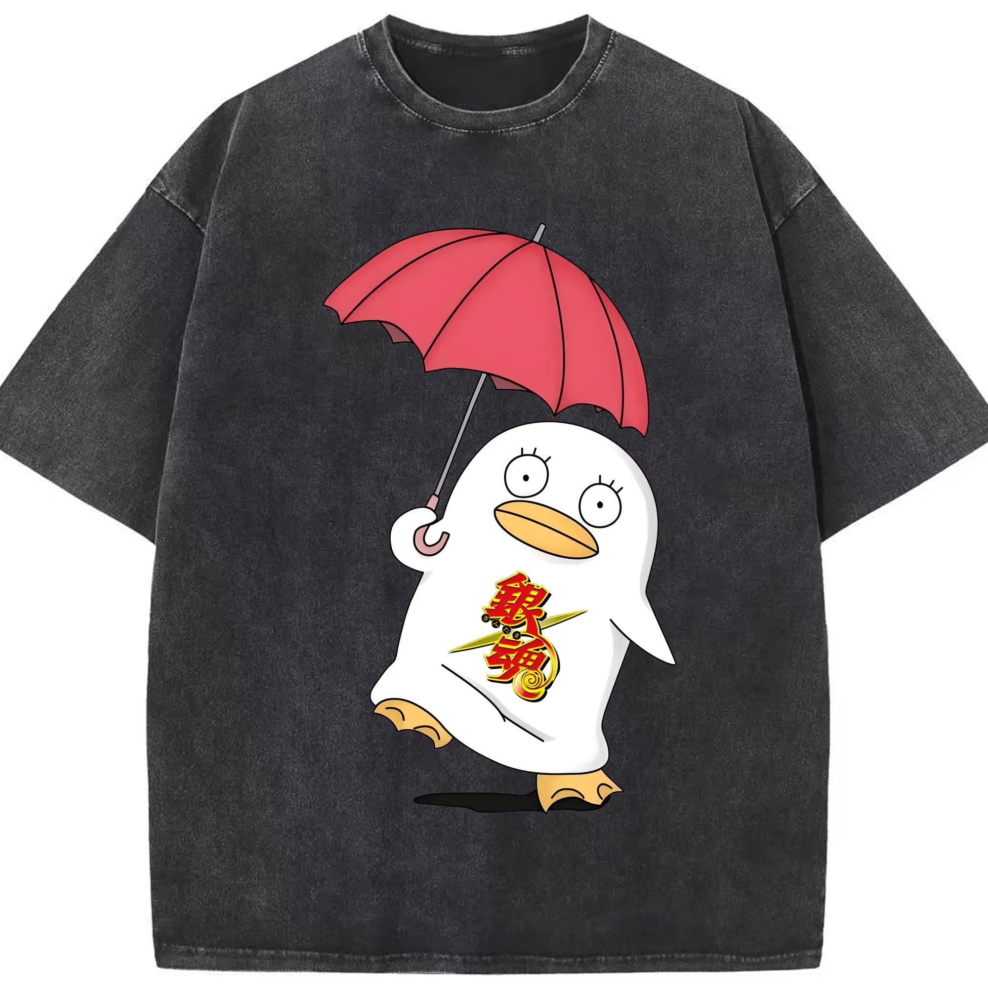 銀魂 グッズ エリザベス - 綿100％ ヴィンテージ風 半袖Tシャツ ・ フロントプリント ・ 柔らか肌触り ・ 通気性 快適 ・ スポーツ カジュアル 外出用