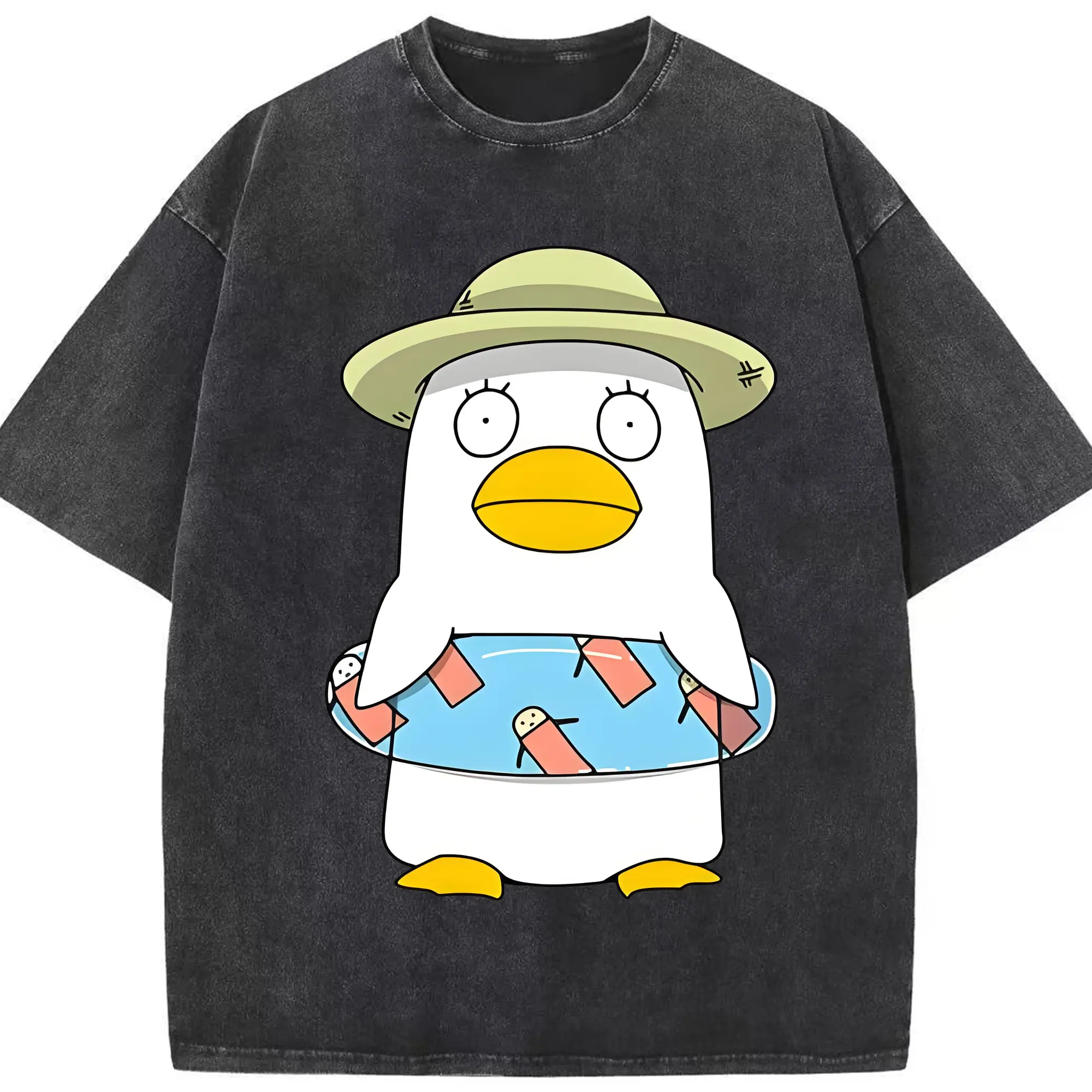 銀魂 グッズ エリザベス - 綿100％ ヴィンテージ風 半袖Tシャツ ・ フロントプリント ・ 柔らか肌触り ・ 通気性 快適 ・ スポーツ カジュアル 外出用