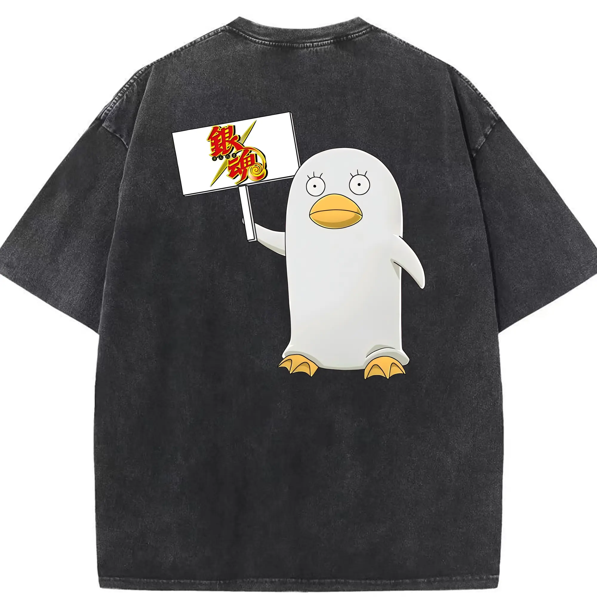 銀魂 グッズ エリザベス - 綿100％ ヴィンテージ風 半袖Tシャツ ・ 背面プリント ・ 柔らか肌触り ・ 通気性 快適 ・ スポーツ カジュアル 外出用