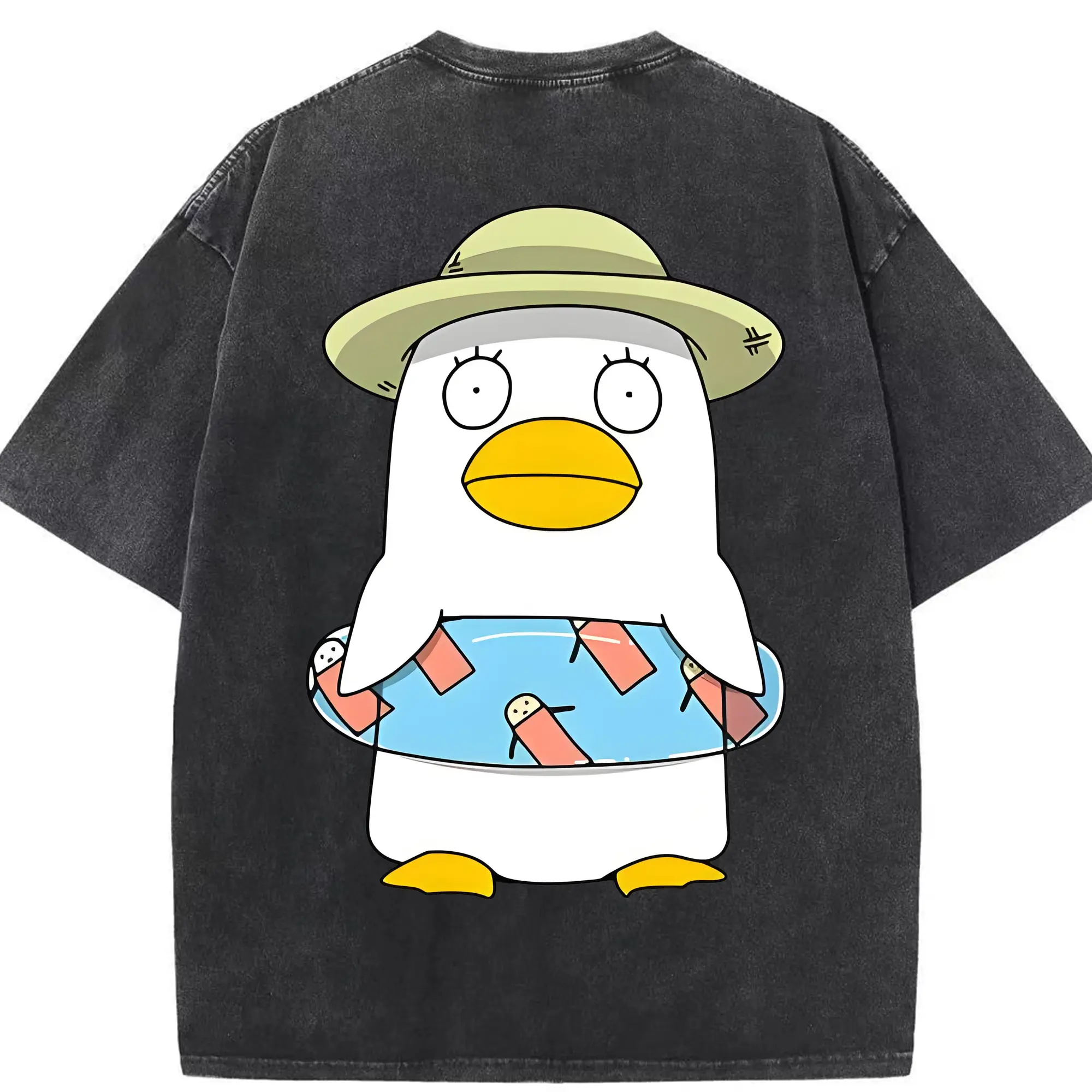 銀魂 グッズ エリザベス - 綿100％ ヴィンテージ風 半袖Tシャツ ・ 背面プリント ・ 柔らか肌触り ・ 通気性 快適 ・ スポーツ カジュアル 外出用