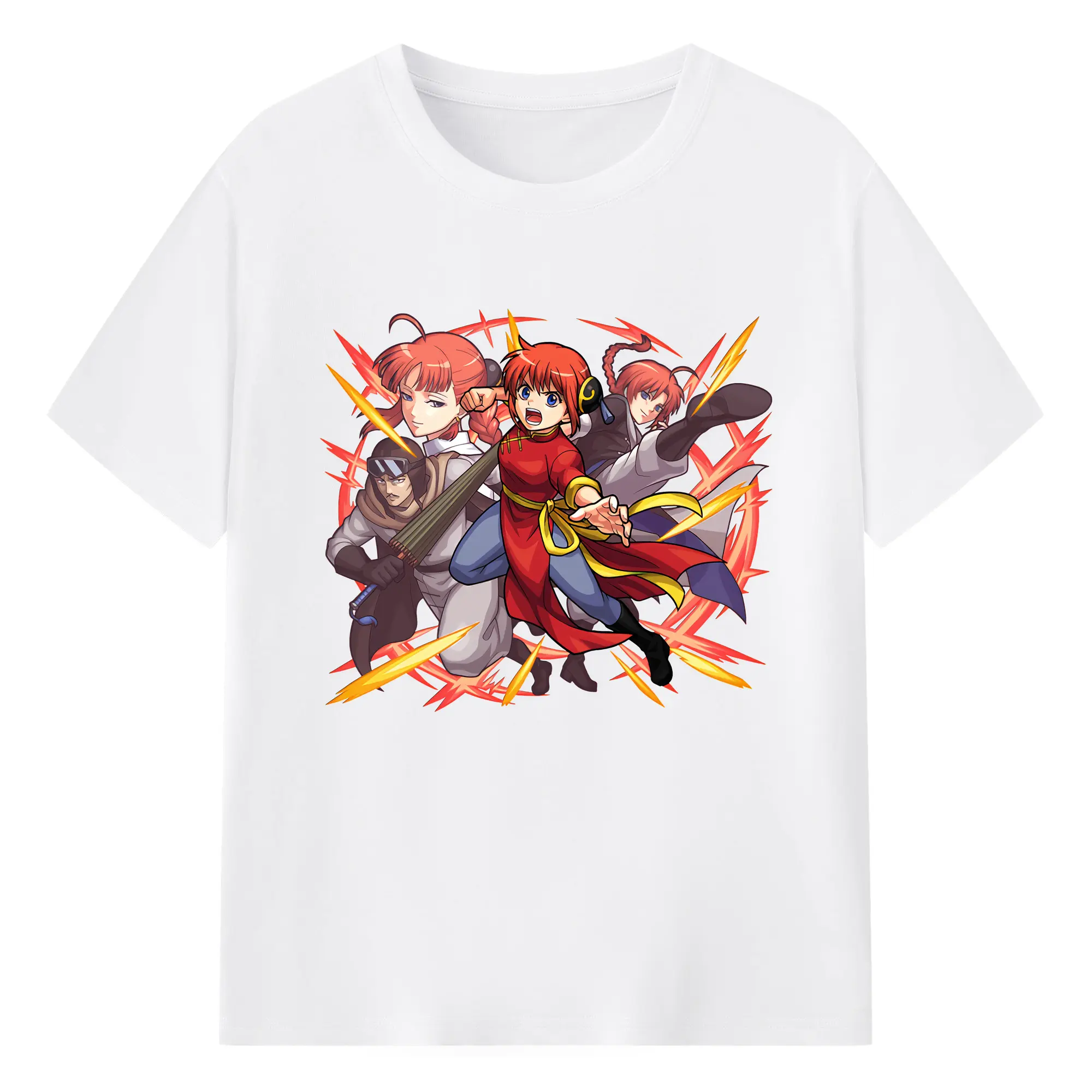 銀魂 グッズ 神楽 - 綿100％ 半袖Tシャツ ・ フロントプリント ・ 快適 通気性 ・ 日常使い 散歩 スポーツ用