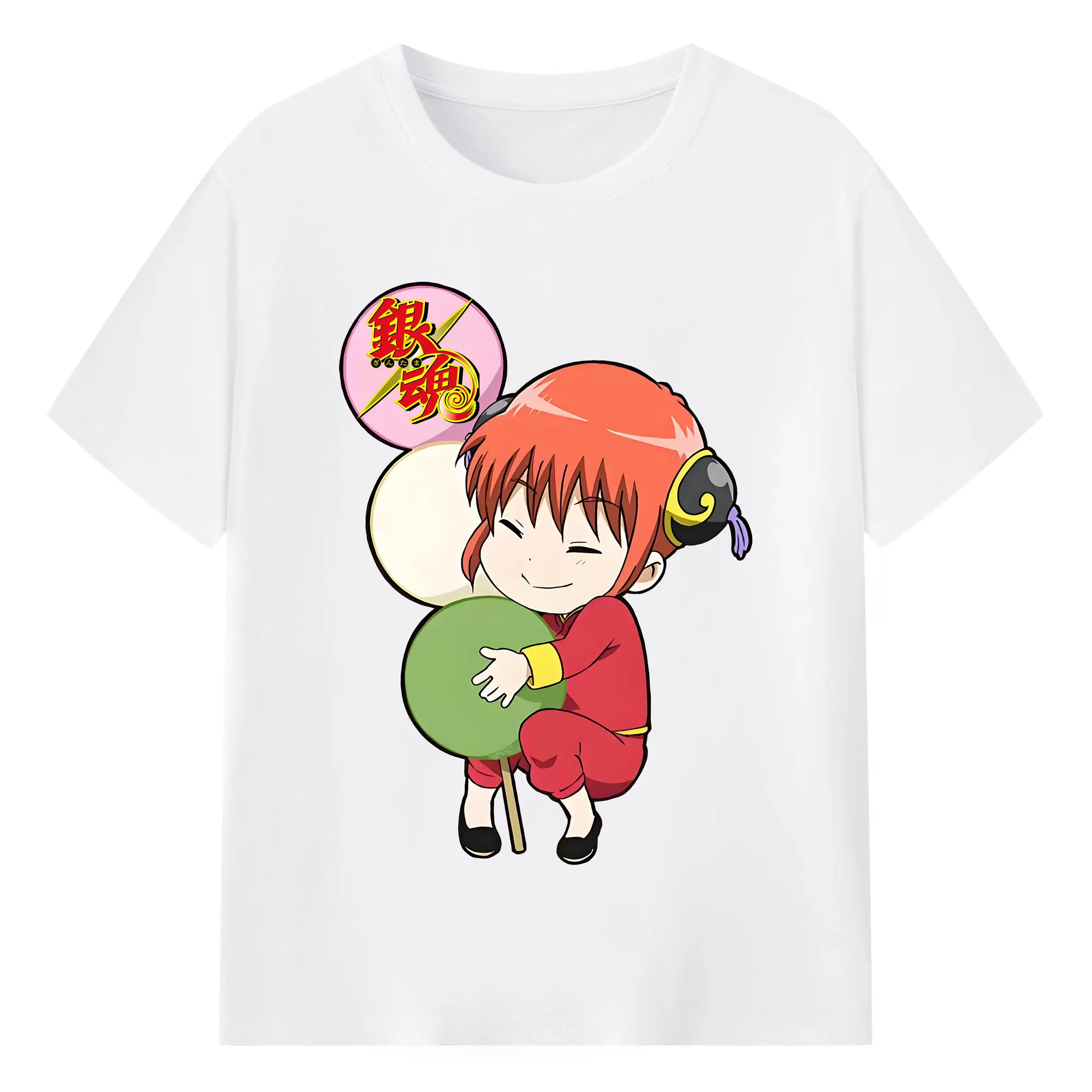 銀魂 グッズ 神楽 - 綿100％ 半袖Tシャツ ・ フロントプリント ・ 快適 通気性 ・ 日常使い 散歩 スポーツ用