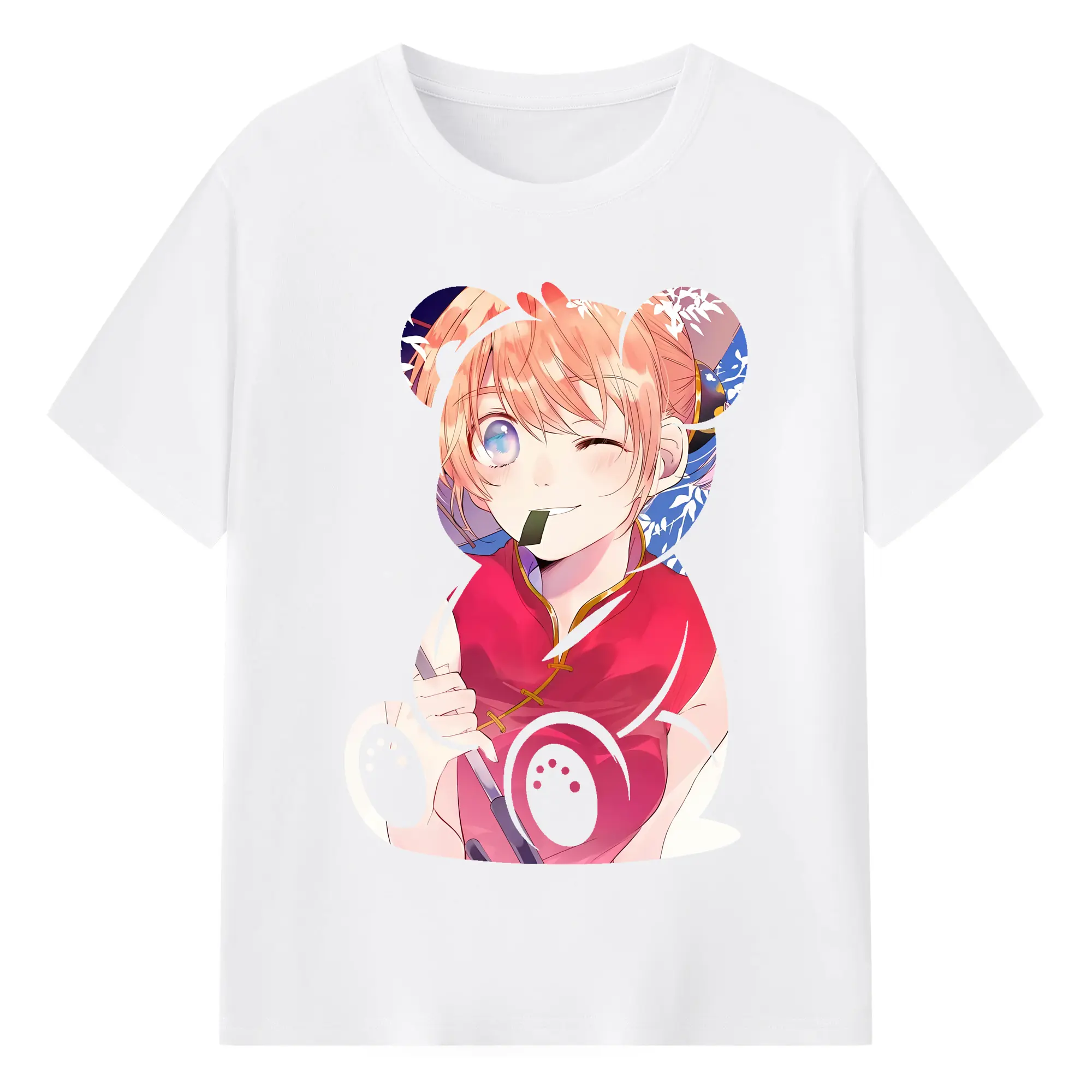 銀魂 グッズ 神楽 - 綿100％ 半袖Tシャツ ・ フロントプリント ・ 快適 通気性 ・ 日常使い 散歩 スポーツ用