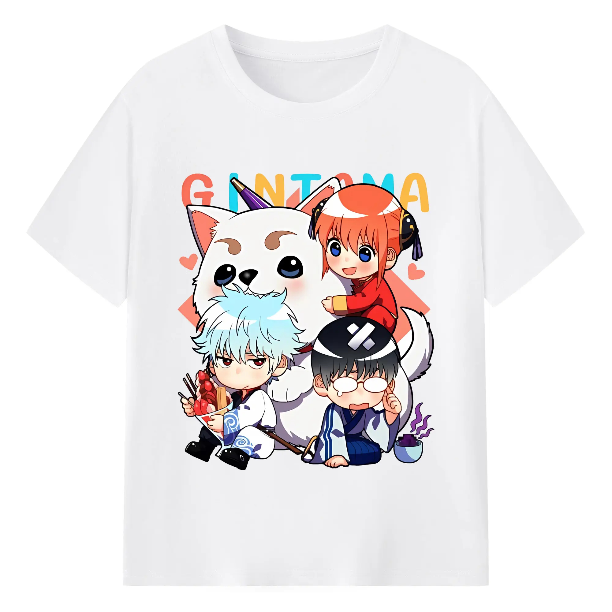 銀魂 グッズ 神楽 - 綿100％ 半袖Tシャツ ・ フロントプリント ・ 快適 通気性 ・ 日常使い 散歩 スポーツ用