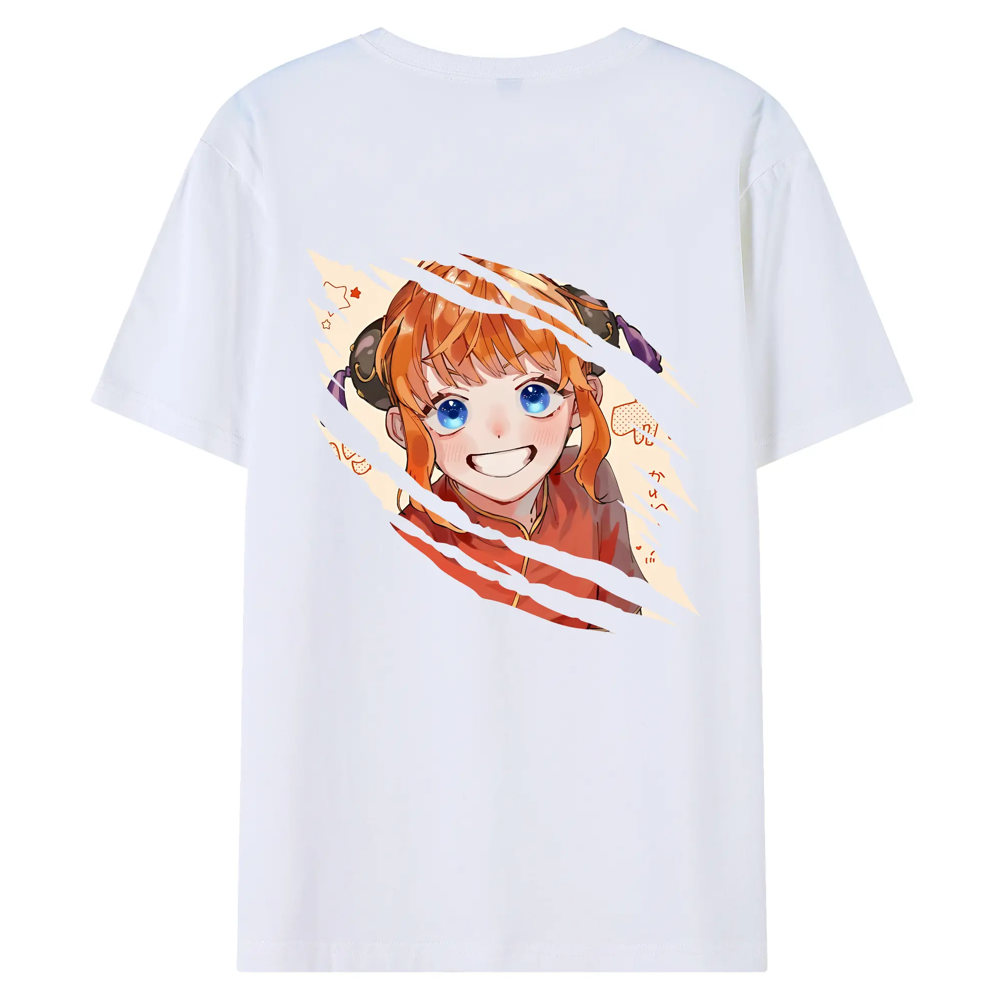 銀魂 グッズ 神楽 - 綿100％ 半袖Tシャツ ・ バックプリント ・ 快適 通気性 ・ 日常使い 散歩 スポーツ用