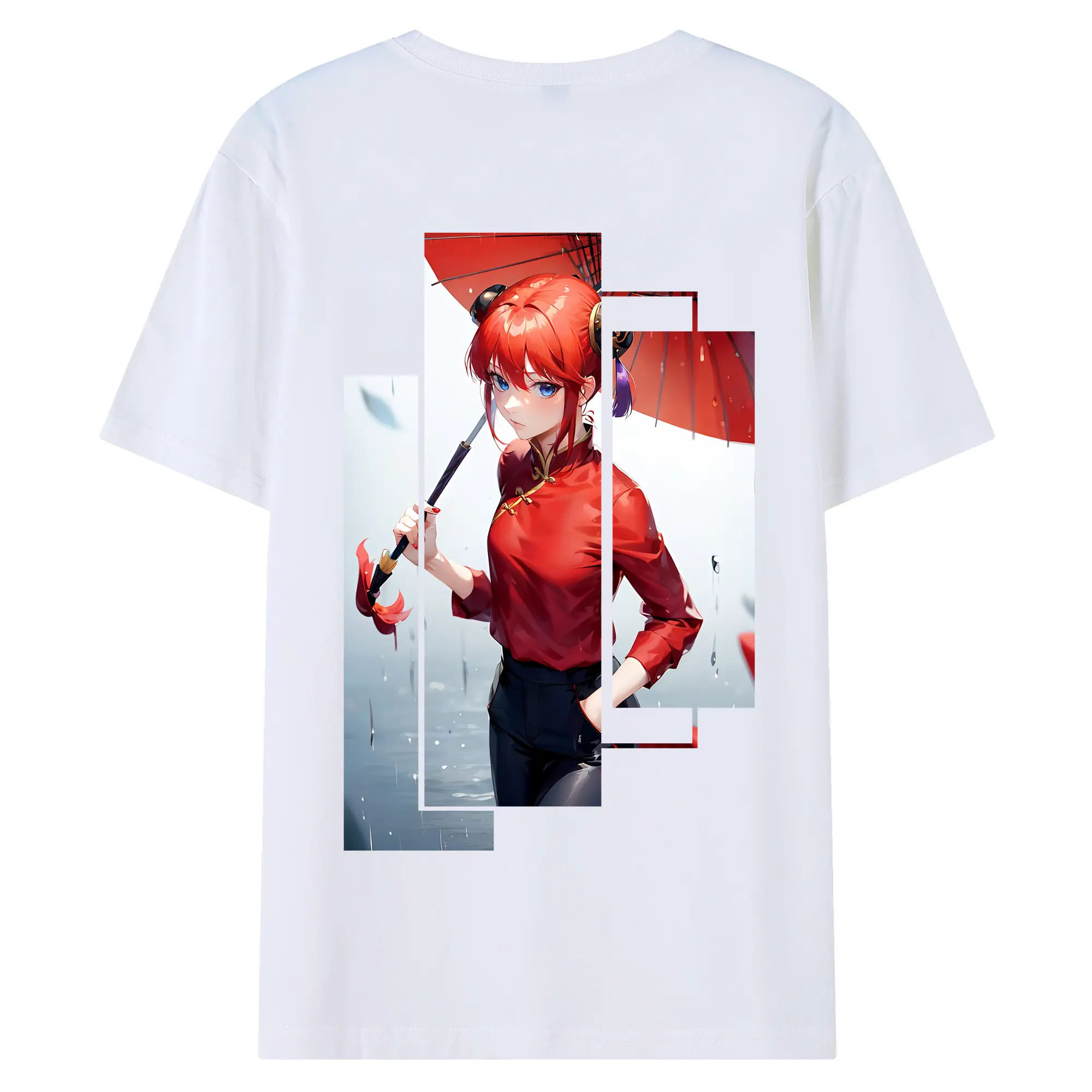 銀魂 グッズ 神楽 - 綿100％ 半袖Tシャツ ・ バックプリント ・ 快適 通気性 ・ 日常使い 散歩 スポーツ用