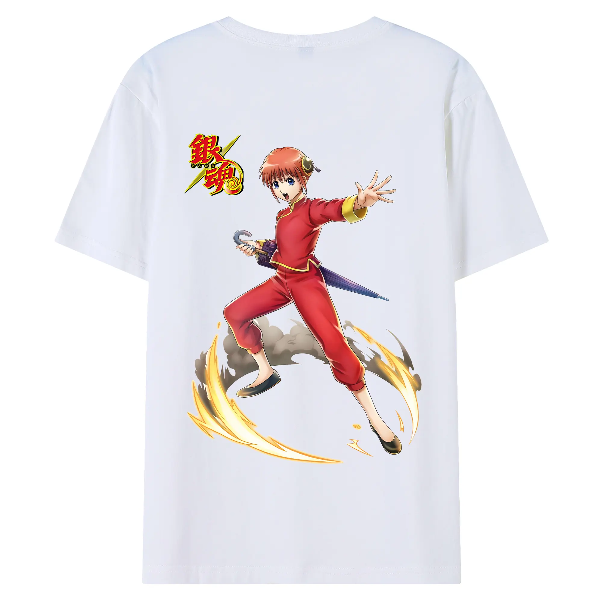 銀魂 グッズ 神楽 - 綿100％ 半袖Tシャツ ・ バックプリント ・ 快適 通気性 ・ 日常使い 散歩 スポーツ用