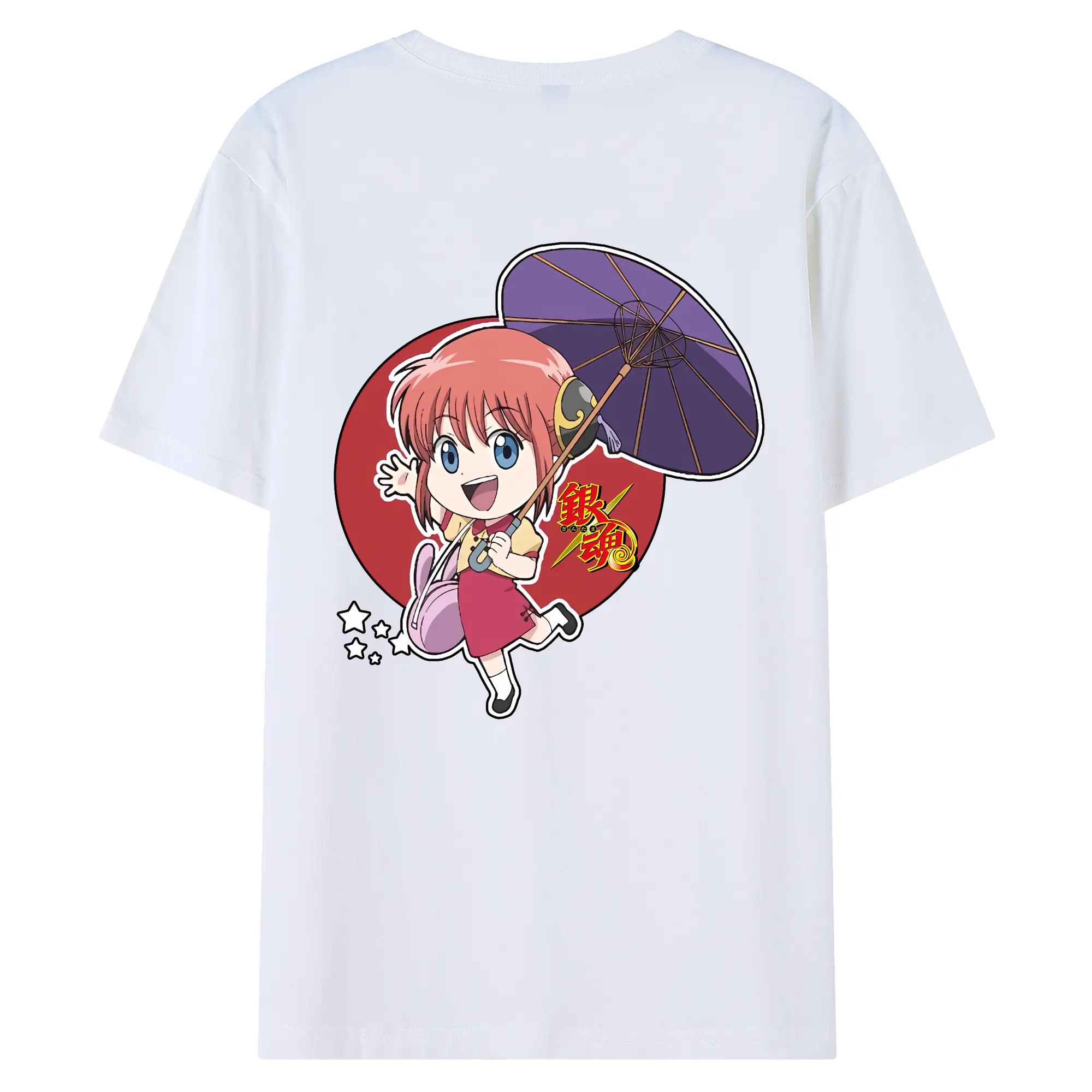 銀魂 グッズ 神楽 - 綿100％ 半袖Tシャツ ・ バックプリント ・ 快適 通気性 ・ 日常使い 散歩 スポーツ用