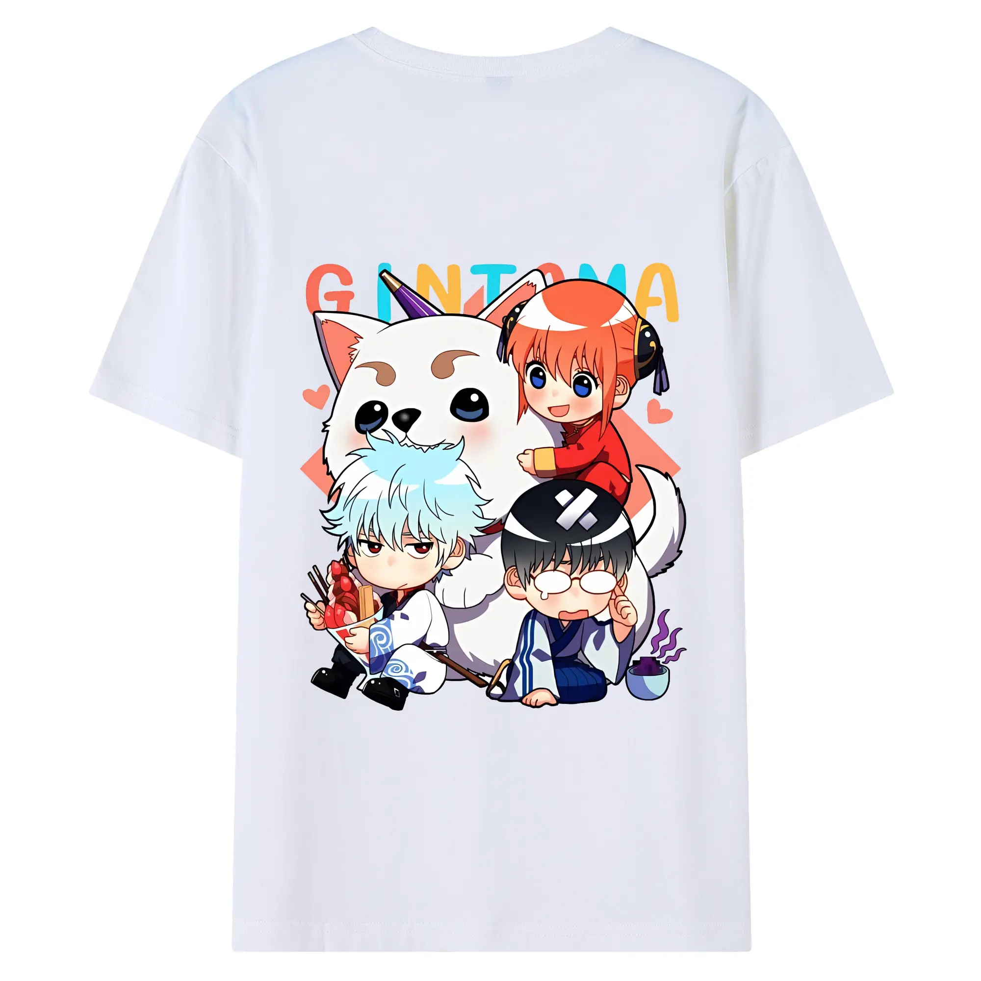 銀魂 グッズ 神楽 - 綿100％ 半袖Tシャツ ・ バックプリント ・ 快適 通気性 ・ 日常使い 散歩 スポーツ用