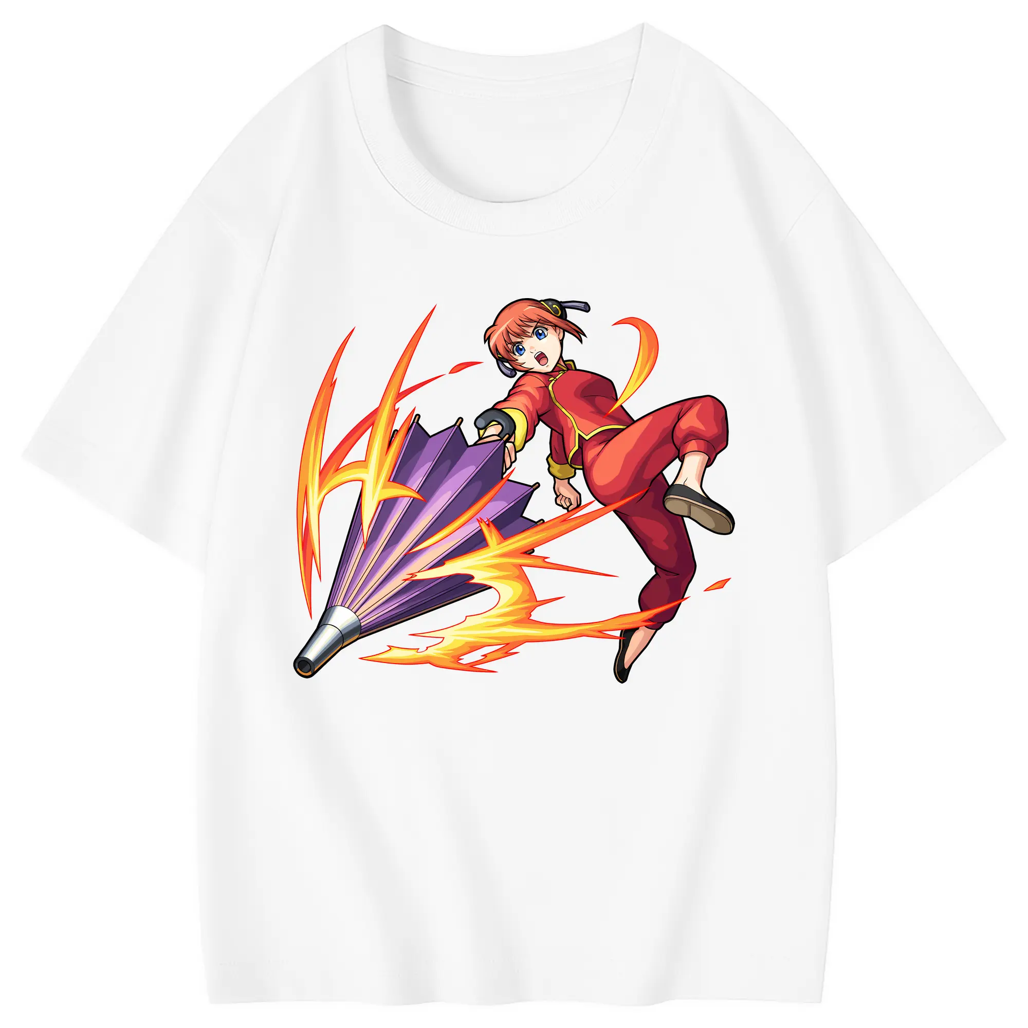 銀魂 グッズ 神楽 - 綿100％ キッズTシャツ ・ フロントプリント ・ 快適 通気性 ・ スポーツ カジュアル 散歩用