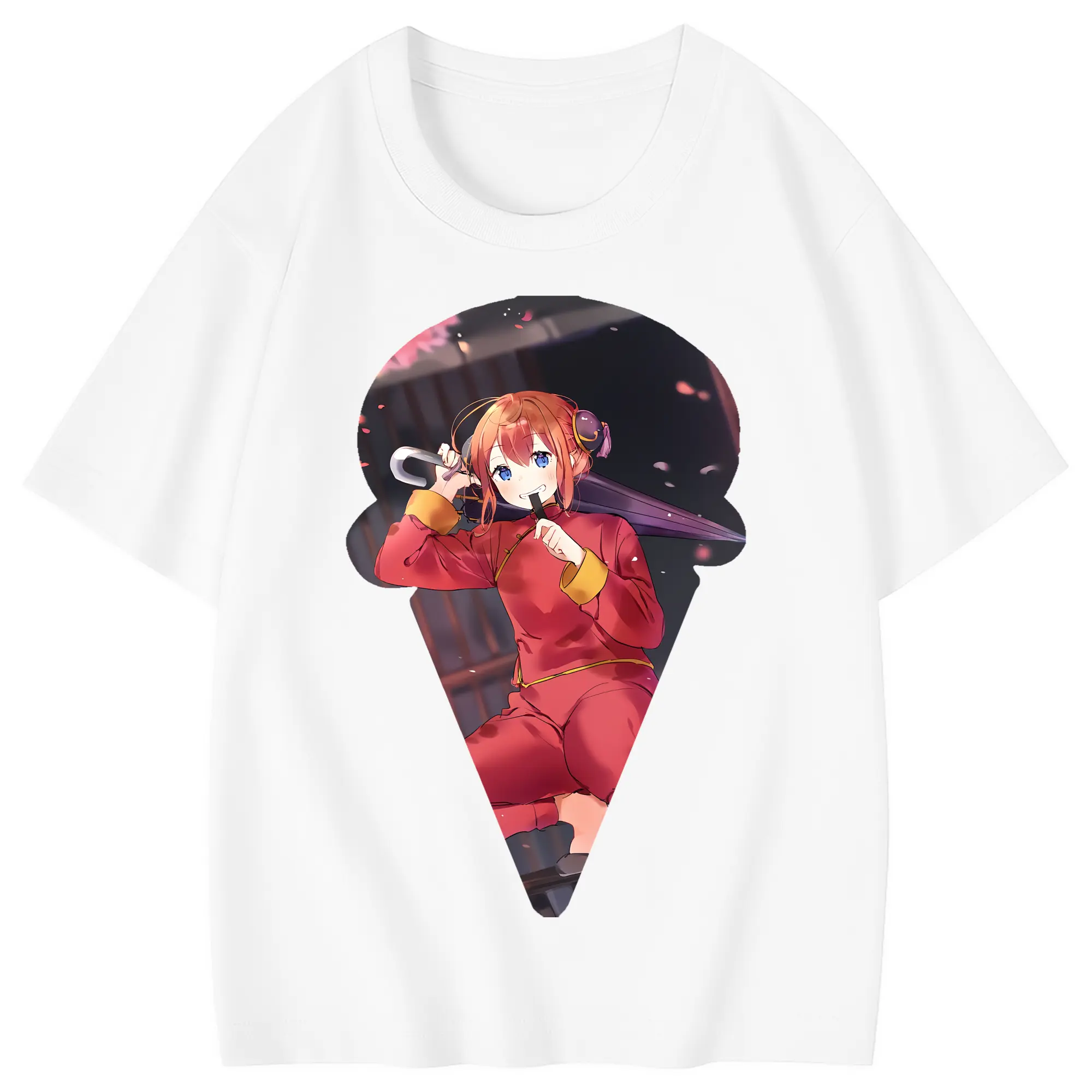 銀魂 グッズ 神楽 - 綿100％ キッズTシャツ ・ フロントプリント ・ 快適 通気性 ・ スポーツ カジュアル 散歩用