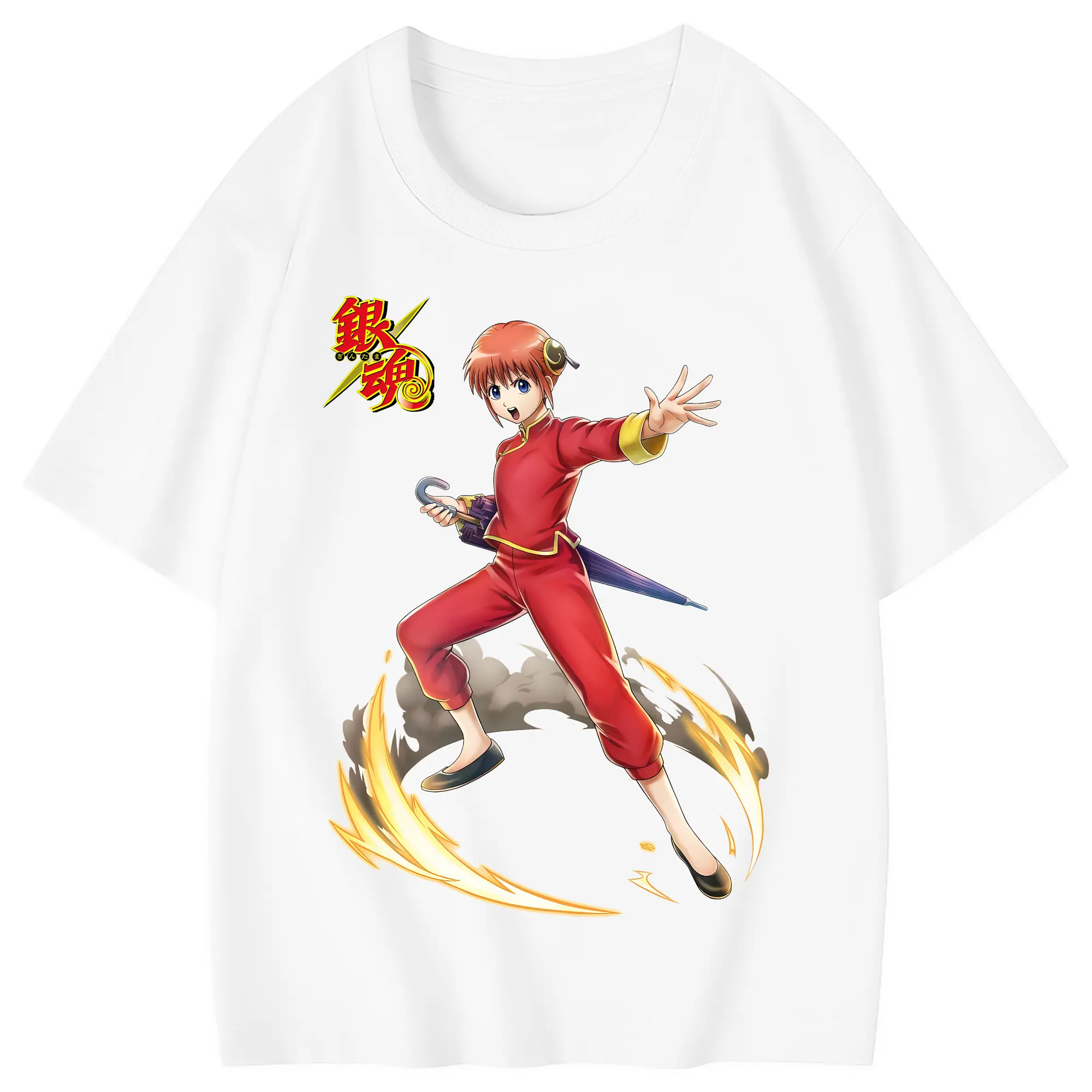 銀魂 グッズ 神楽 - 綿100％ キッズTシャツ ・ フロントプリント ・ 快適 通気性 ・ スポーツ カジュアル 散歩用