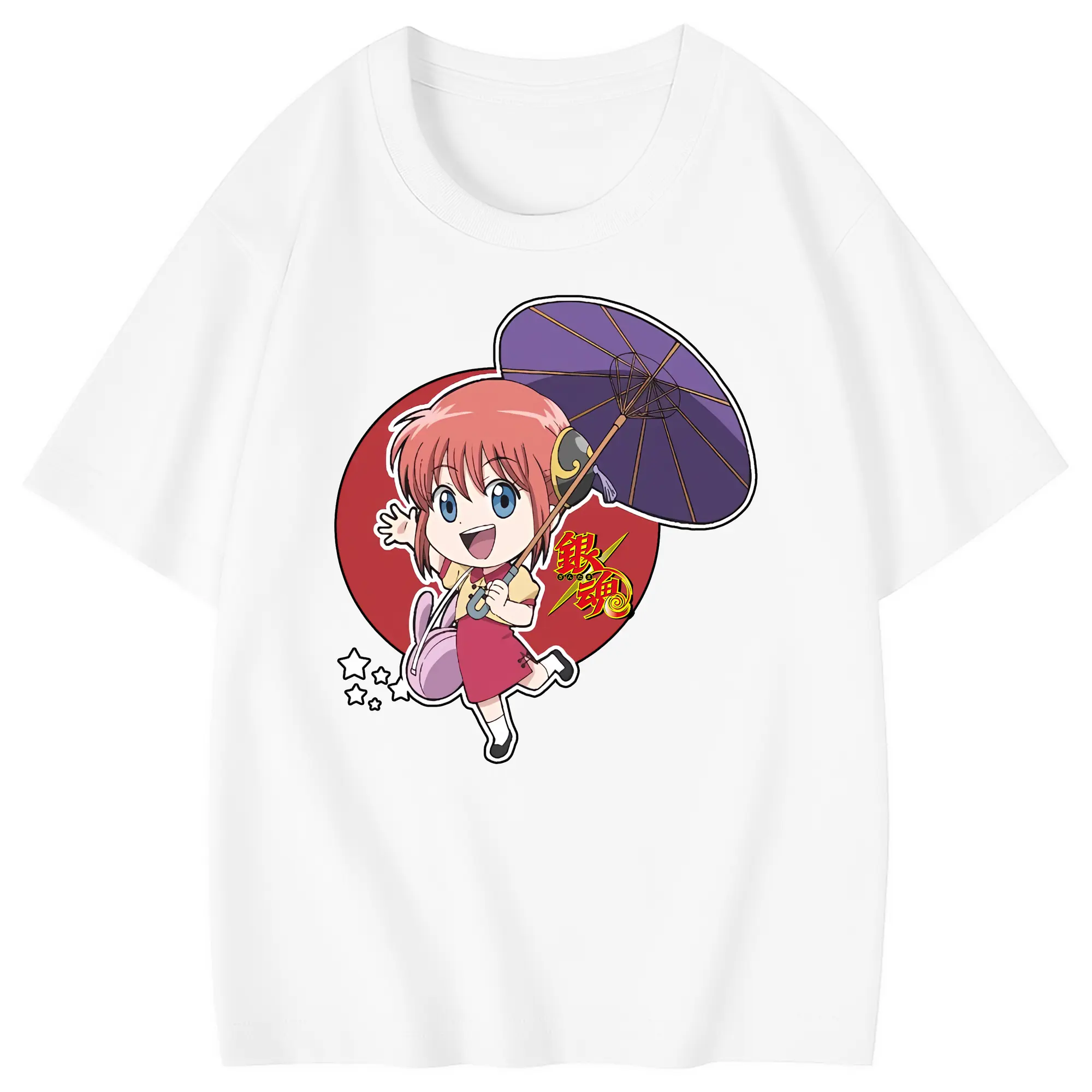 銀魂 グッズ 神楽 - 綿100％ キッズTシャツ ・ フロントプリント ・ 快適 通気性 ・ スポーツ カジュアル 散歩用