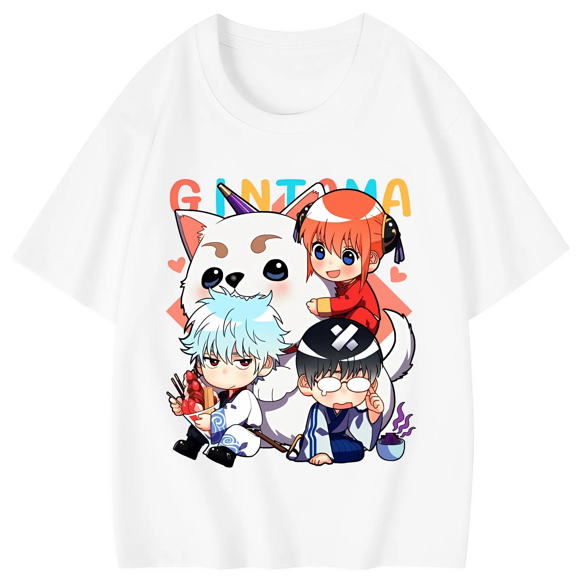 銀魂 グッズ 神楽 - 綿100％ キッズTシャツ ・ フロントプリント ・ 快適 通気性 ・ スポーツ カジュアル 散歩用