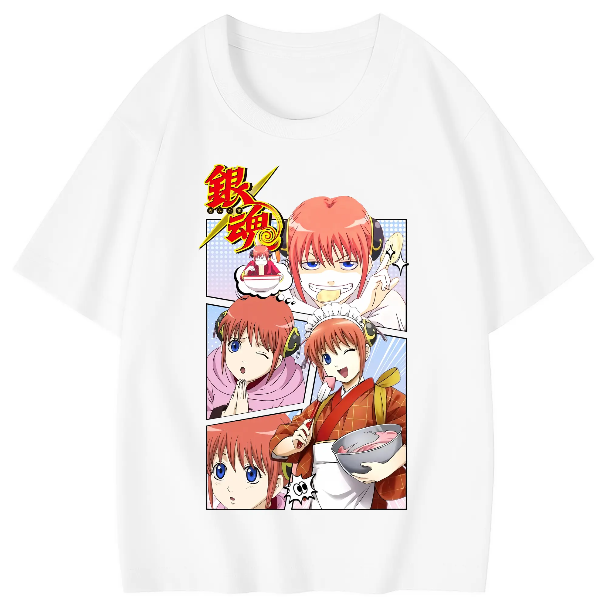銀魂 グッズ 神楽 - 綿100％ キッズTシャツ ・ フロントプリント ・ 快適 通気性 ・ スポーツ カジュアル 散歩用