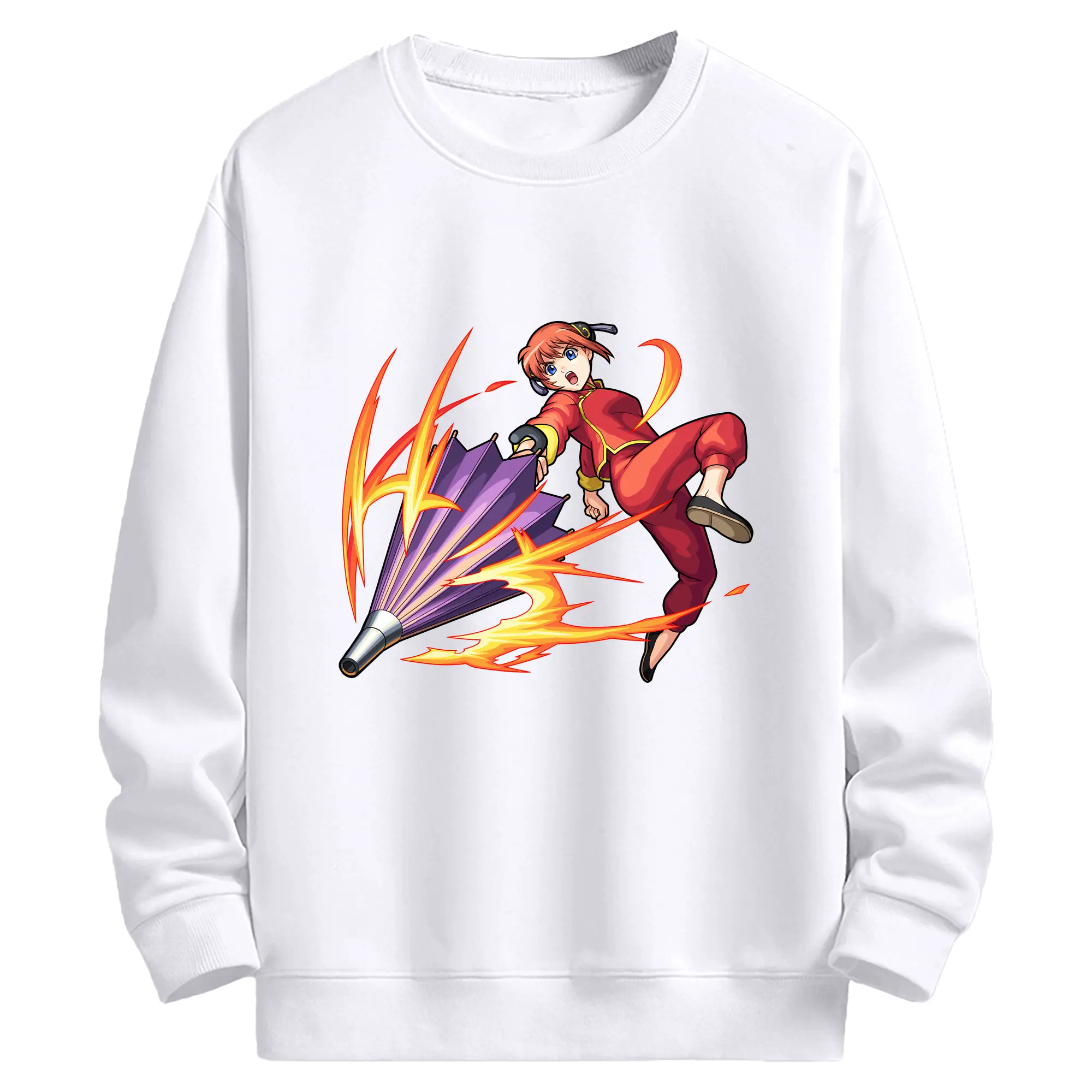 銀魂 グッズ 神楽 - 高品質 クルーネック スウェット ・ コットン59％ ポリエステル41％ ・ ユニセックス 長袖 トレーナー ・ カジュアル デイリー スポーツ 散歩用