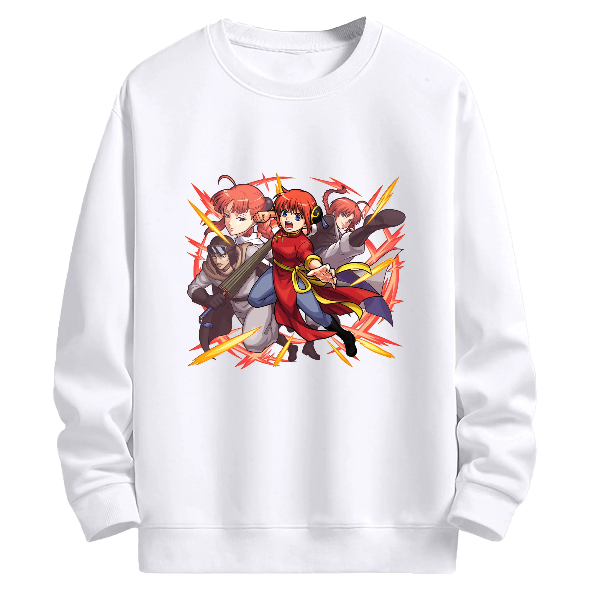 銀魂 グッズ 神楽 - 高品質 クルーネック スウェット ・ コットン59％ ポリエステル41％ ・ ユニセックス 長袖 トレーナー ・ カジュアル デイリー スポーツ 散歩用