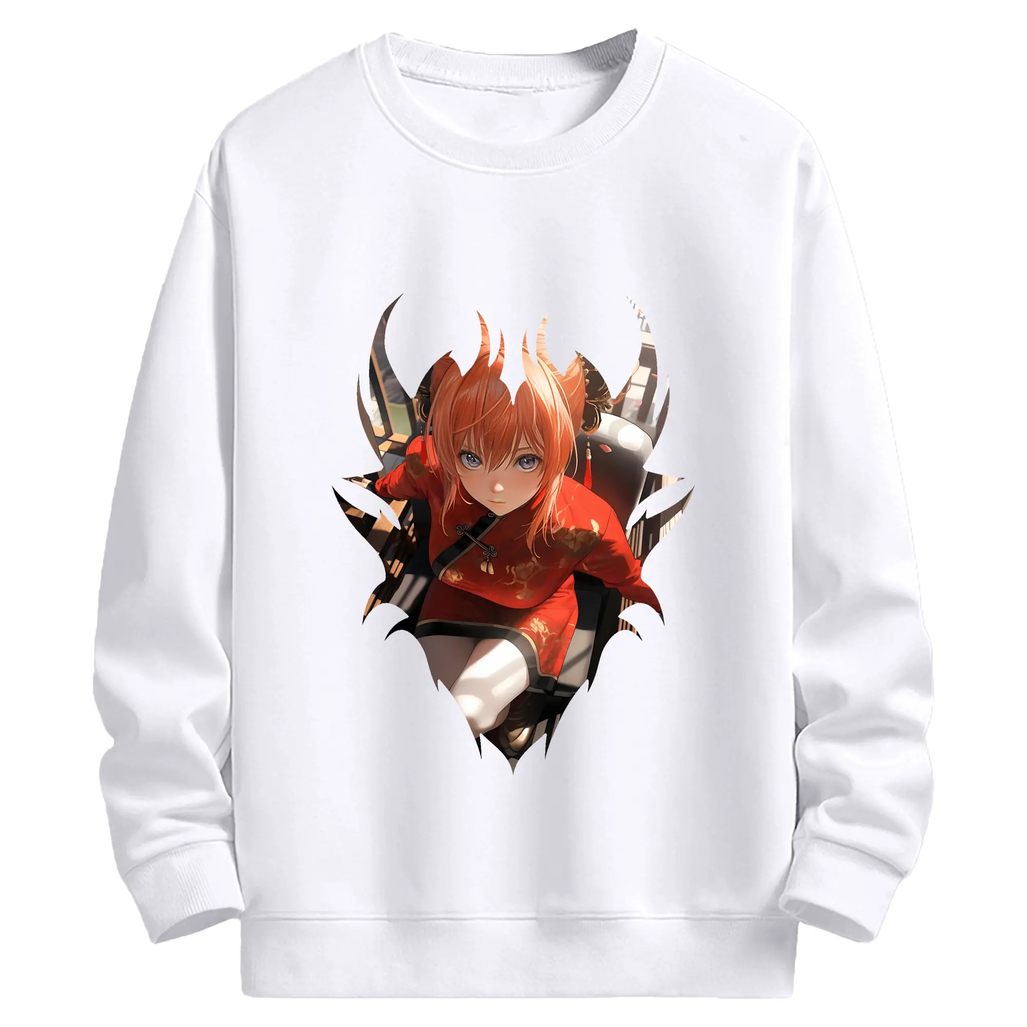 銀魂 グッズ 神楽 - 高品質 クルーネック スウェット ・ コットン59％ ポリエステル41％ ・ ユニセックス 長袖 トレーナー ・ カジュアル デイリー スポーツ 散歩用