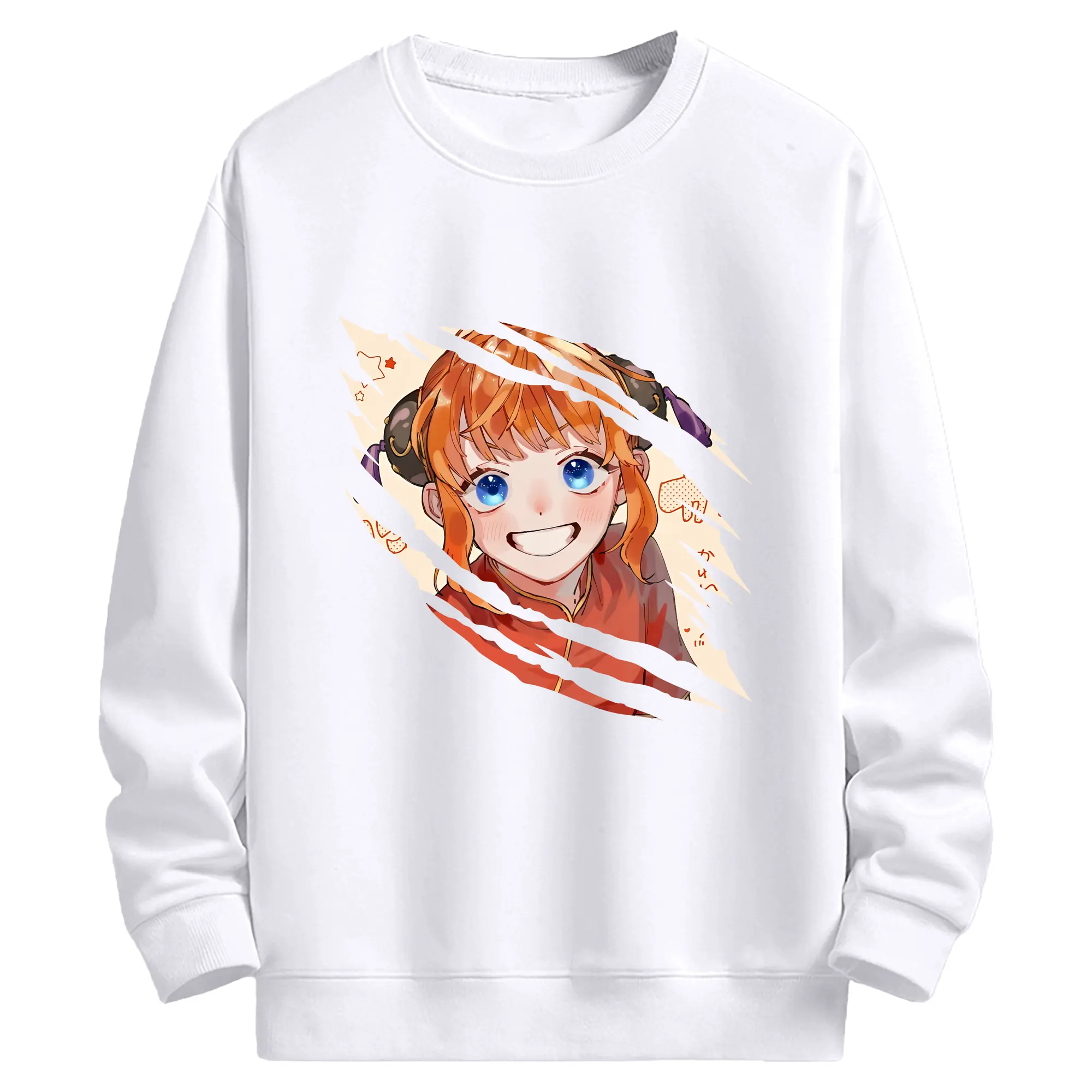 銀魂 グッズ 神楽 - 高品質 クルーネック スウェット ・ コットン59％ ポリエステル41％ ・ ユニセックス 長袖 トレーナー ・ カジュアル デイリー スポーツ 散歩用