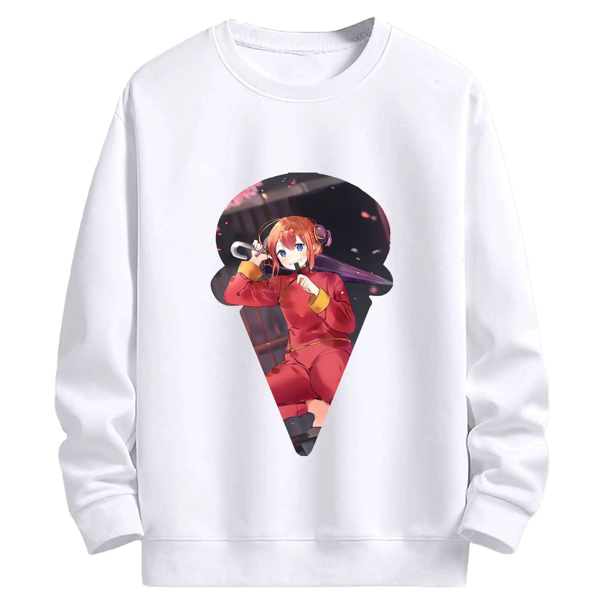 銀魂 グッズ 神楽 - 高品質 クルーネック スウェット ・ コットン59％ ポリエステル41％ ・ ユニセックス 長袖 トレーナー ・ カジュアル デイリー スポーツ 散歩用