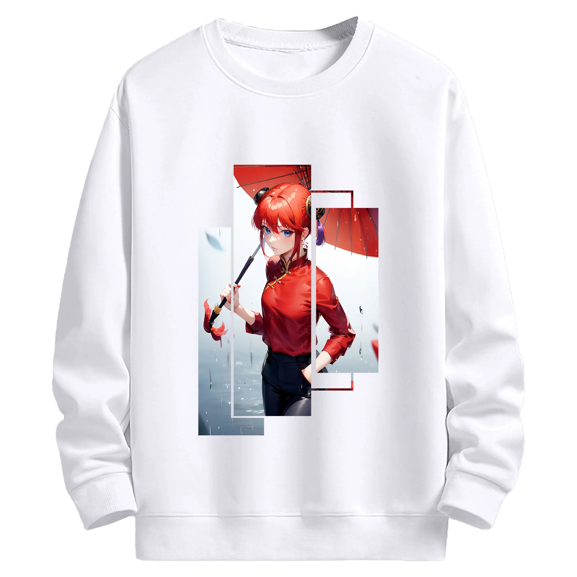 銀魂 グッズ 神楽 - 高品質 クルーネック スウェット ・ コットン59％ ポリエステル41％ ・ ユニセックス 長袖 トレーナー ・ カジュアル デイリー スポーツ 散歩用