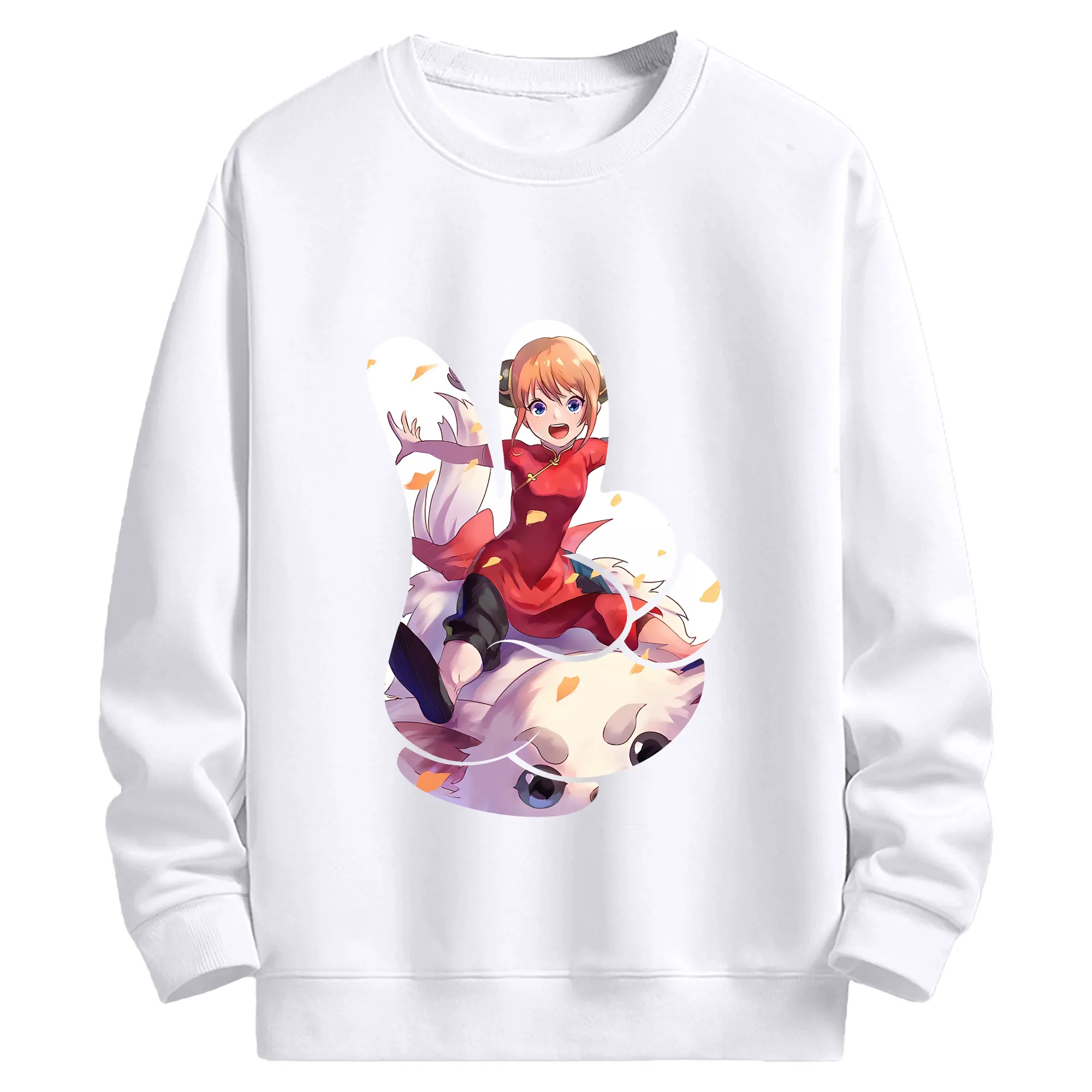 銀魂 グッズ 神楽 - 高品質 クルーネック スウェット ・ コットン59％ ポリエステル41％ ・ ユニセックス 長袖 トレーナー ・ カジュアル デイリー スポーツ 散歩用