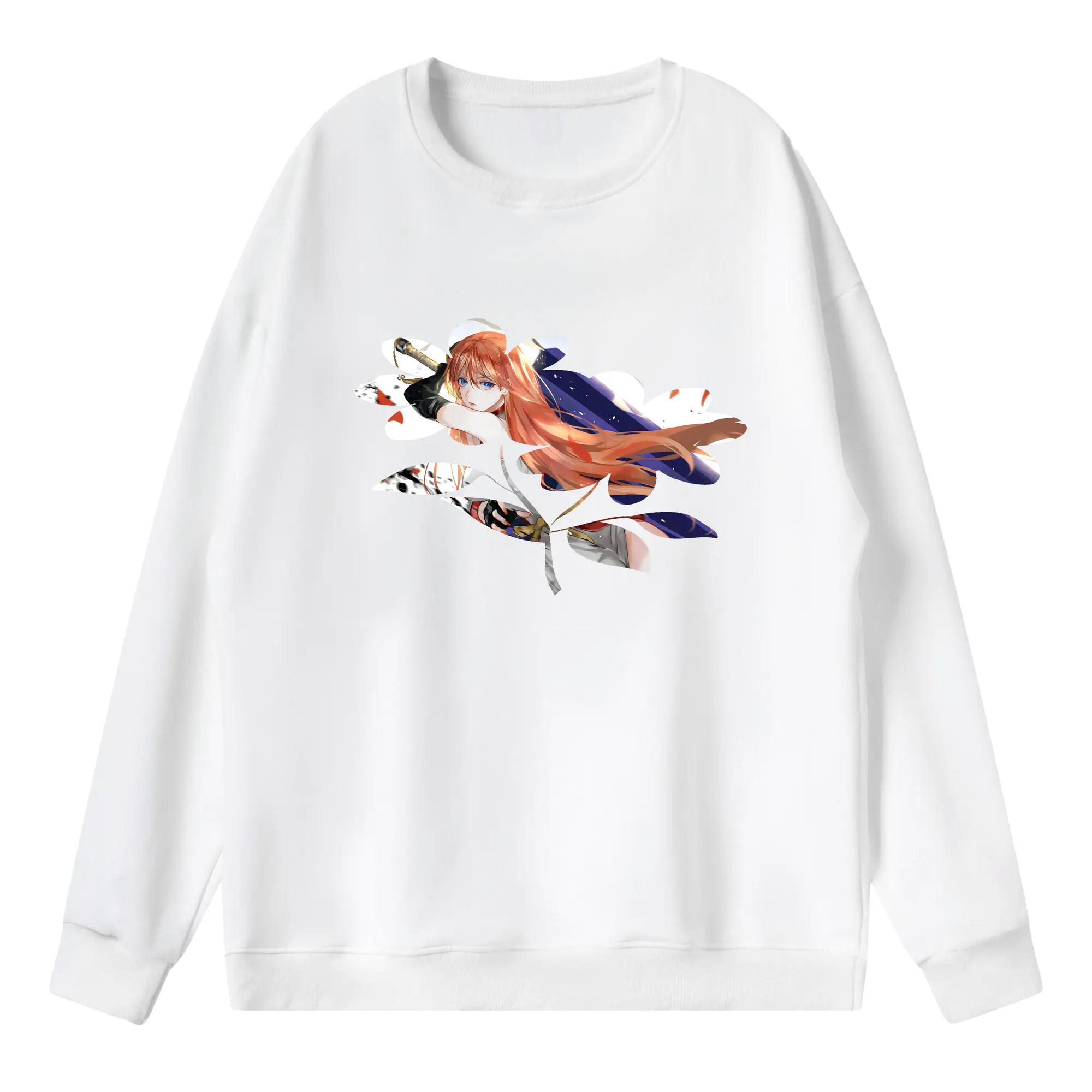 銀魂 グッズ 神楽 - 薄手 クルーネック スウェット 裏毛260g · ポリエステル 春秋向け カジュアル 男女兼用 · トレーナー デイリー スポーツ 散歩に最適