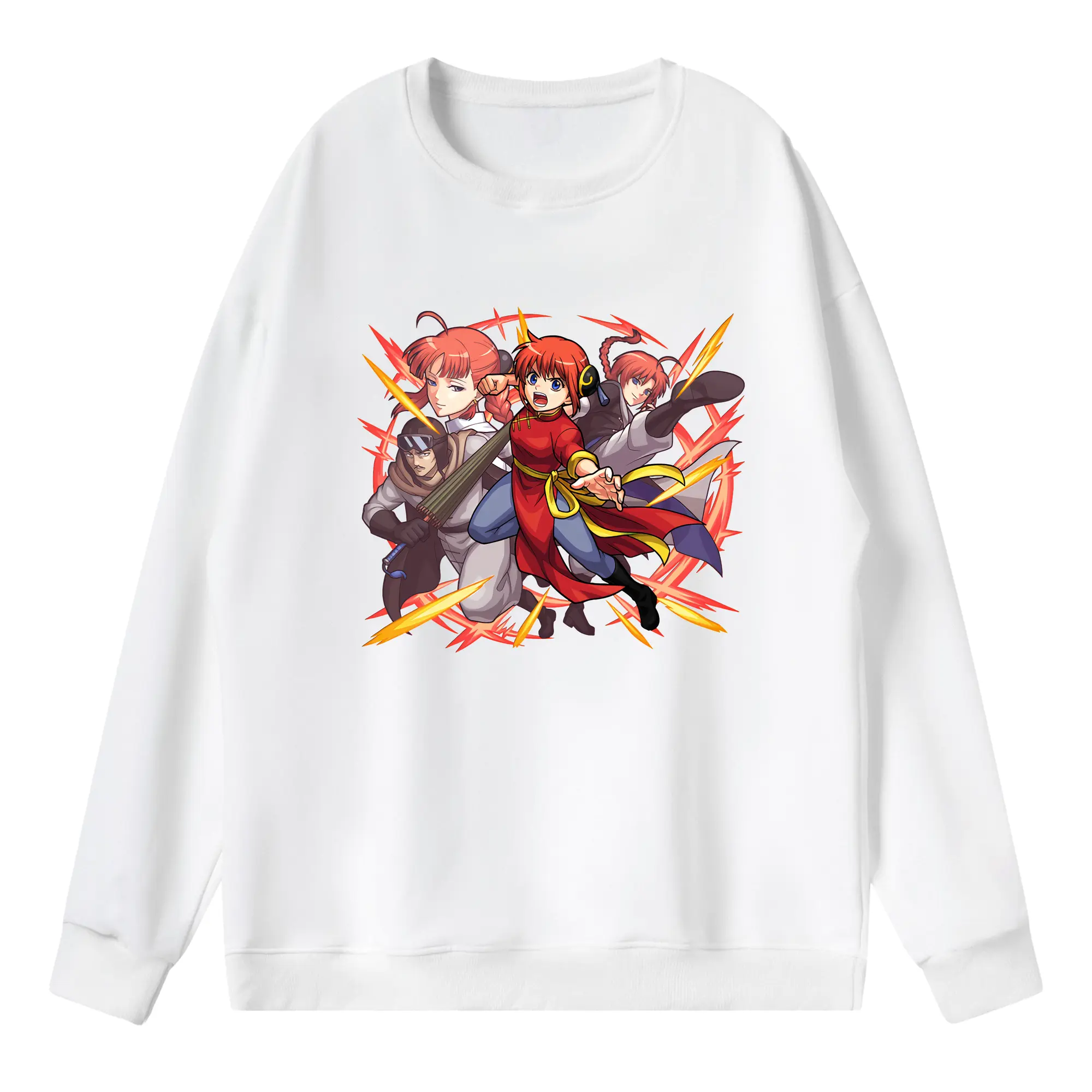 銀魂 グッズ 神楽 - 薄手 クルーネック スウェット 裏毛260g · ポリエステル 春秋向け カジュアル 男女兼用 · トレーナー デイリー スポーツ 散歩に最適