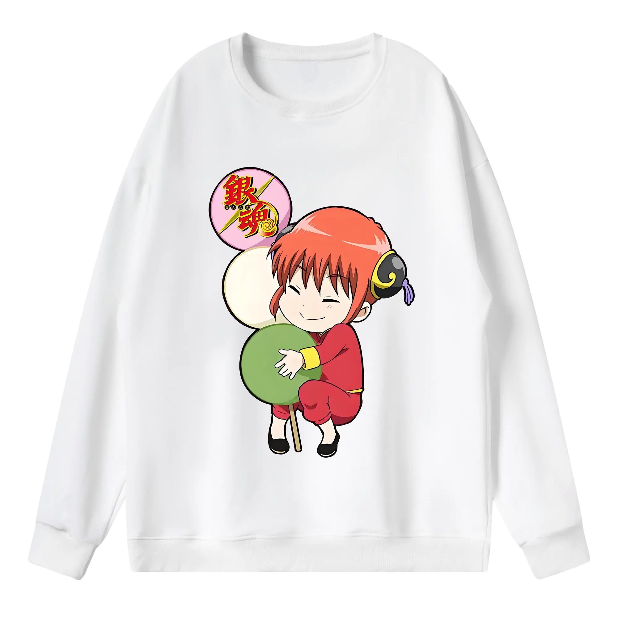 銀魂 グッズ 神楽 - 薄手 クルーネック スウェット 裏毛260g · ポリエステル 春秋向け カジュアル 男女兼用 · トレーナー デイリー スポーツ 散歩に最適