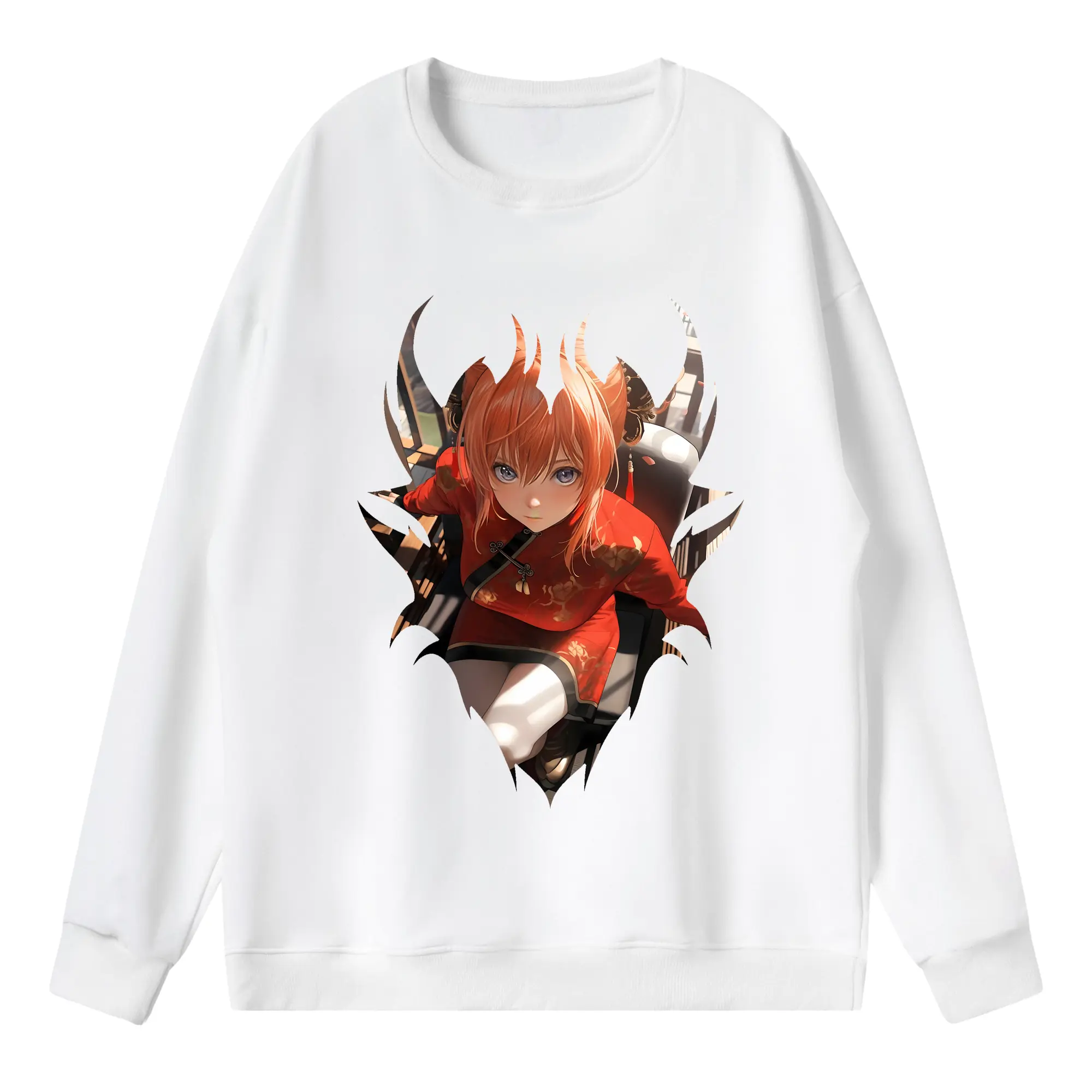 銀魂 グッズ 神楽 - 薄手 クルーネック スウェット 裏毛260g · ポリエステル 春秋向け カジュアル 男女兼用 · トレーナー デイリー スポーツ 散歩に最適