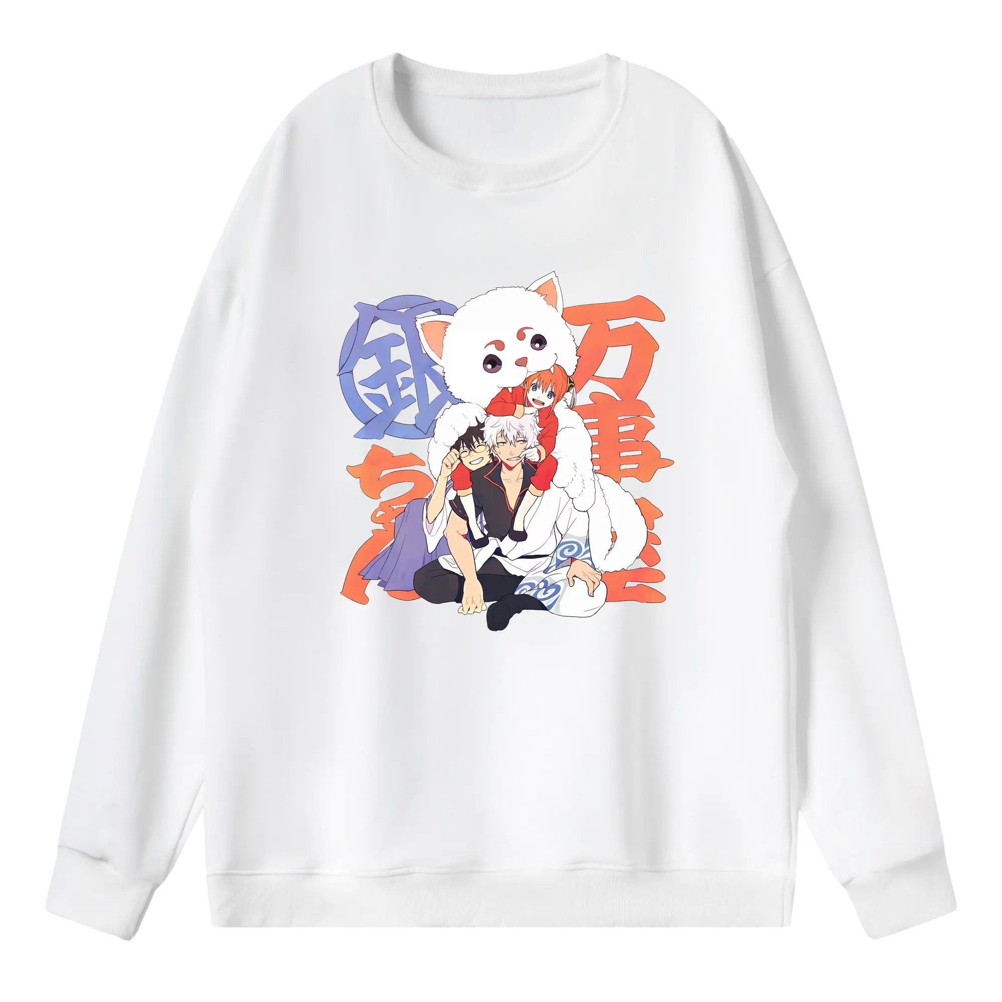 銀魂 グッズ 神楽 - 薄手 クルーネック スウェット 裏毛260g · ポリエステル 春秋向け カジュアル 男女兼用 · トレーナー デイリー スポーツ 散歩に最適