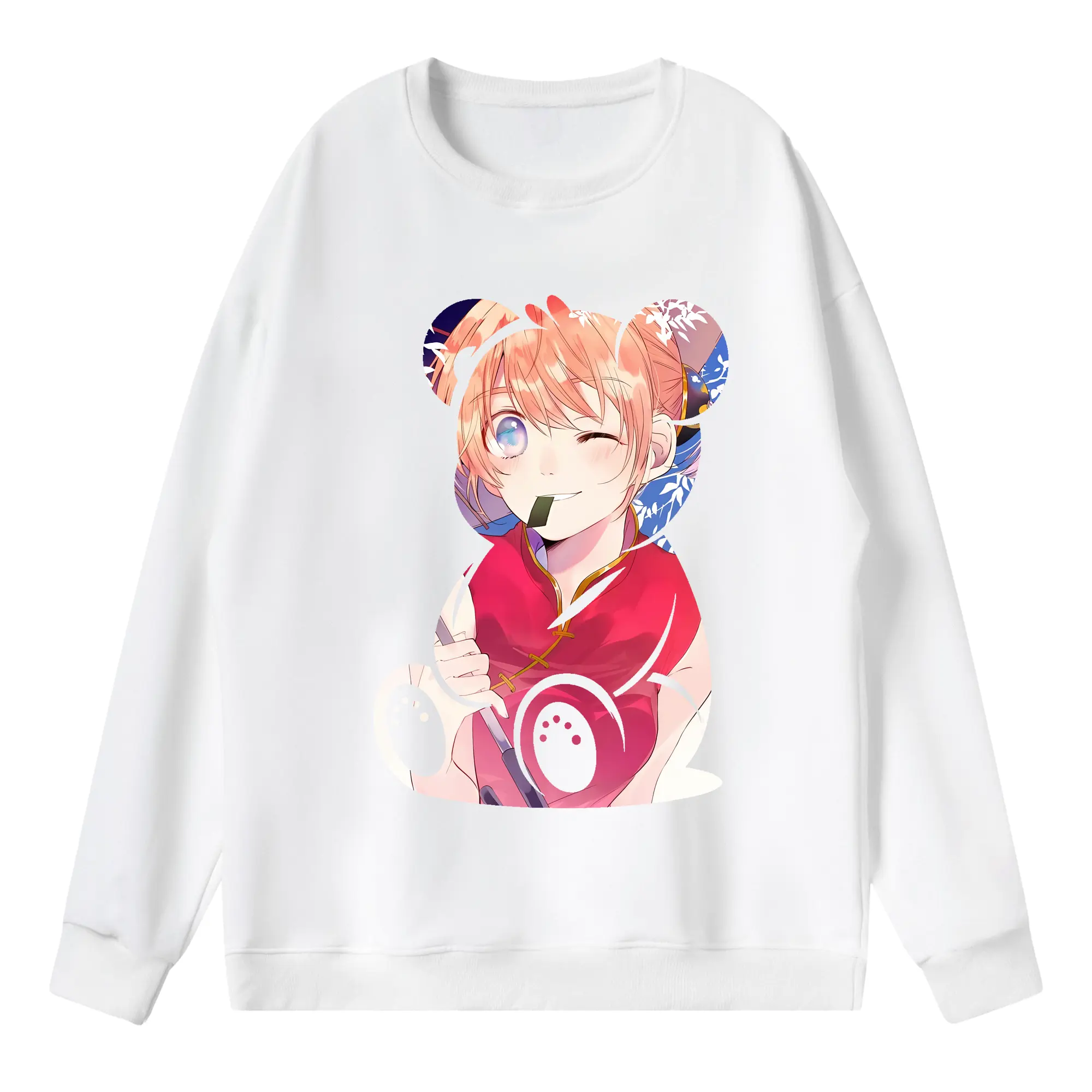 銀魂 グッズ 神楽 - 薄手 クルーネック スウェット 裏毛260g · ポリエステル 春秋向け カジュアル 男女兼用 · トレーナー デイリー スポーツ 散歩に最適