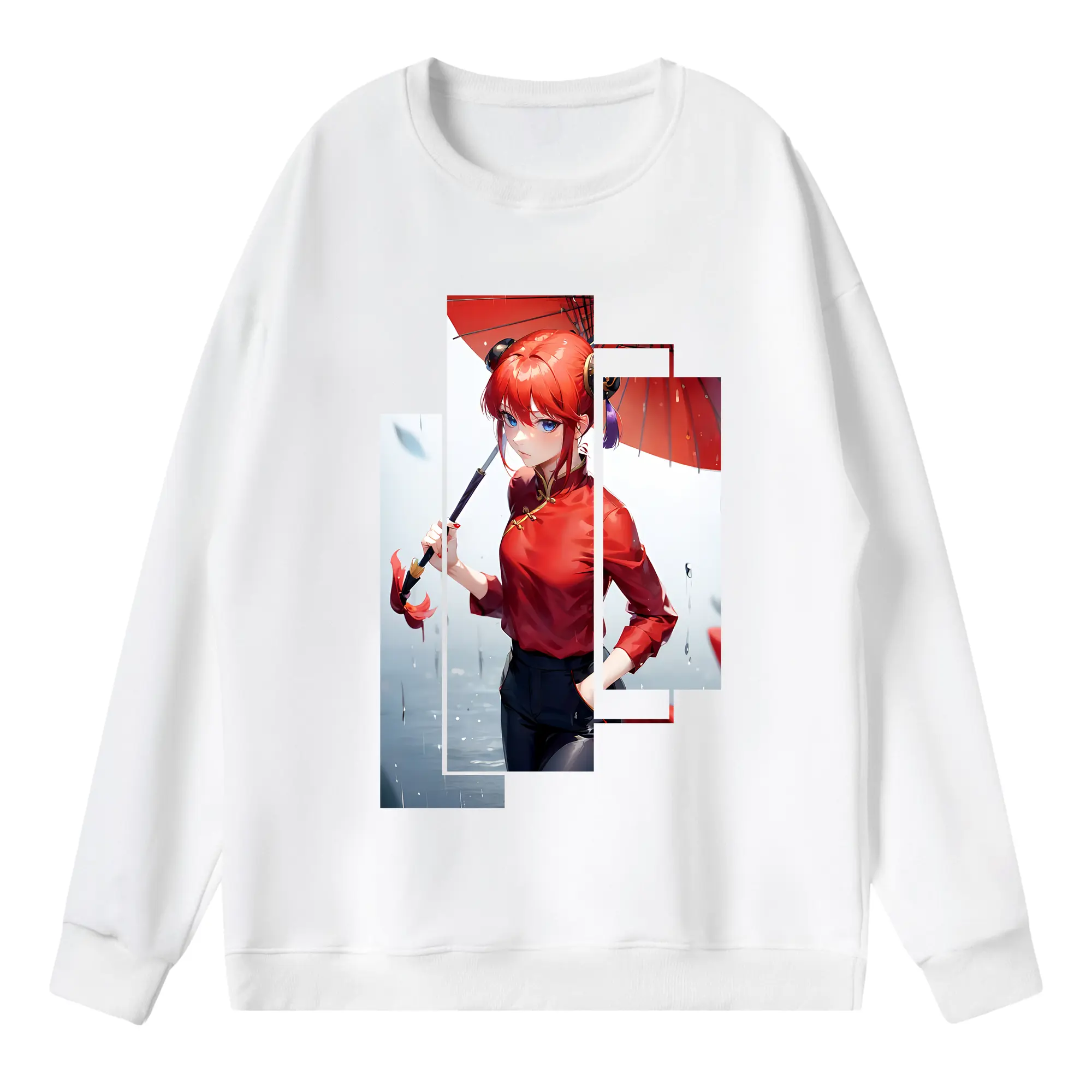 銀魂 グッズ 神楽 - 薄手 クルーネック スウェット 裏毛260g · ポリエステル 春秋向け カジュアル 男女兼用 · トレーナー デイリー スポーツ 散歩に最適