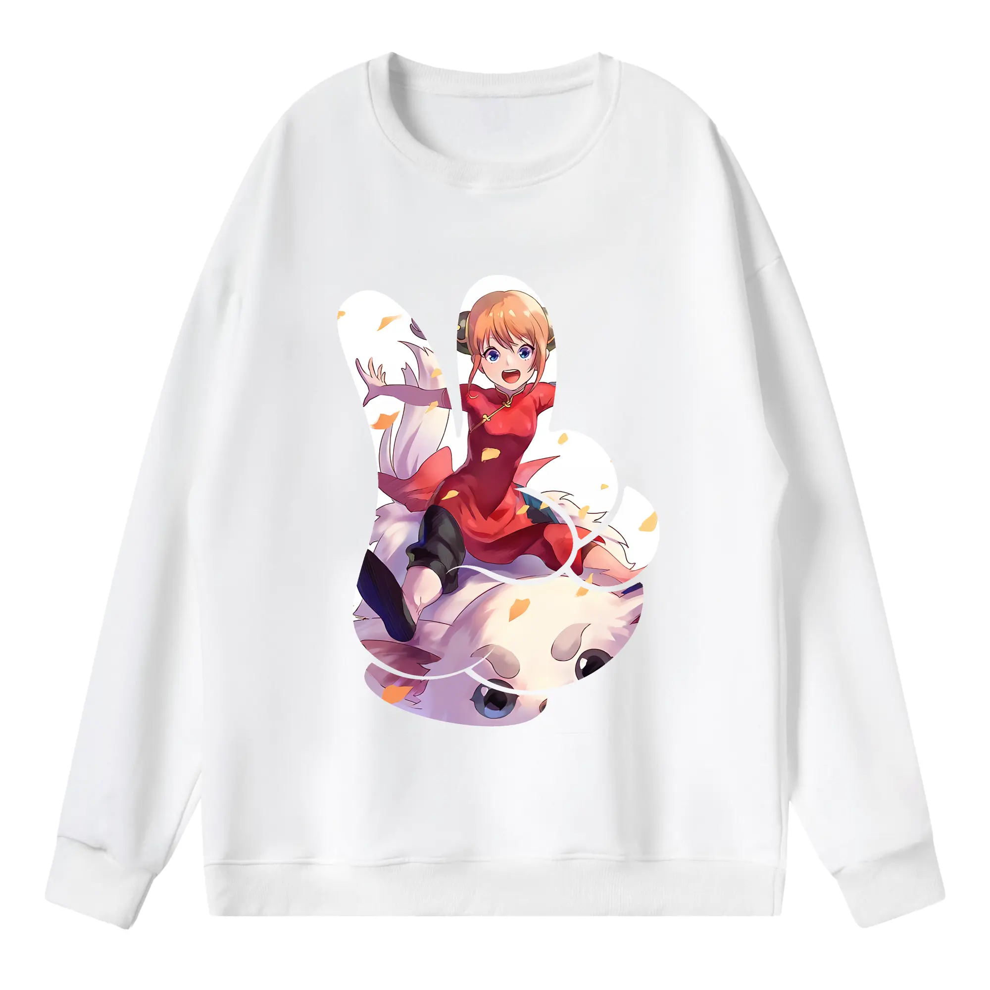 銀魂 グッズ 神楽 - 薄手 クルーネック スウェット 裏毛260g · ポリエステル 春秋向け カジュアル 男女兼用 · トレーナー デイリー スポーツ 散歩に最適