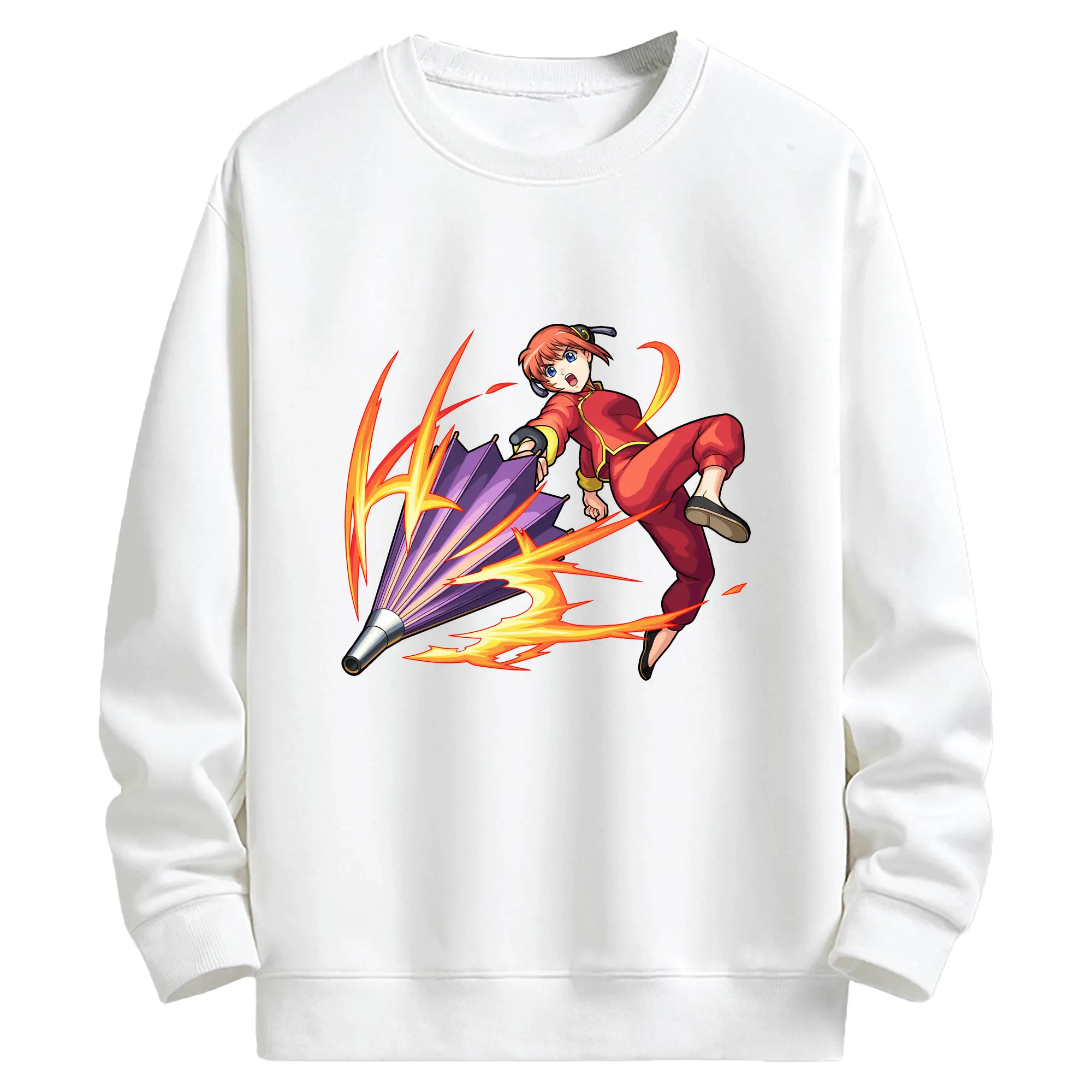 銀魂 グッズ 神楽 - キッズ クルーネックスウェットシャツ ・ フロントプリント ・ 綿80％ ポリエステル20％ ・ 快適 通学 スポーツ 日常使い お散歩用