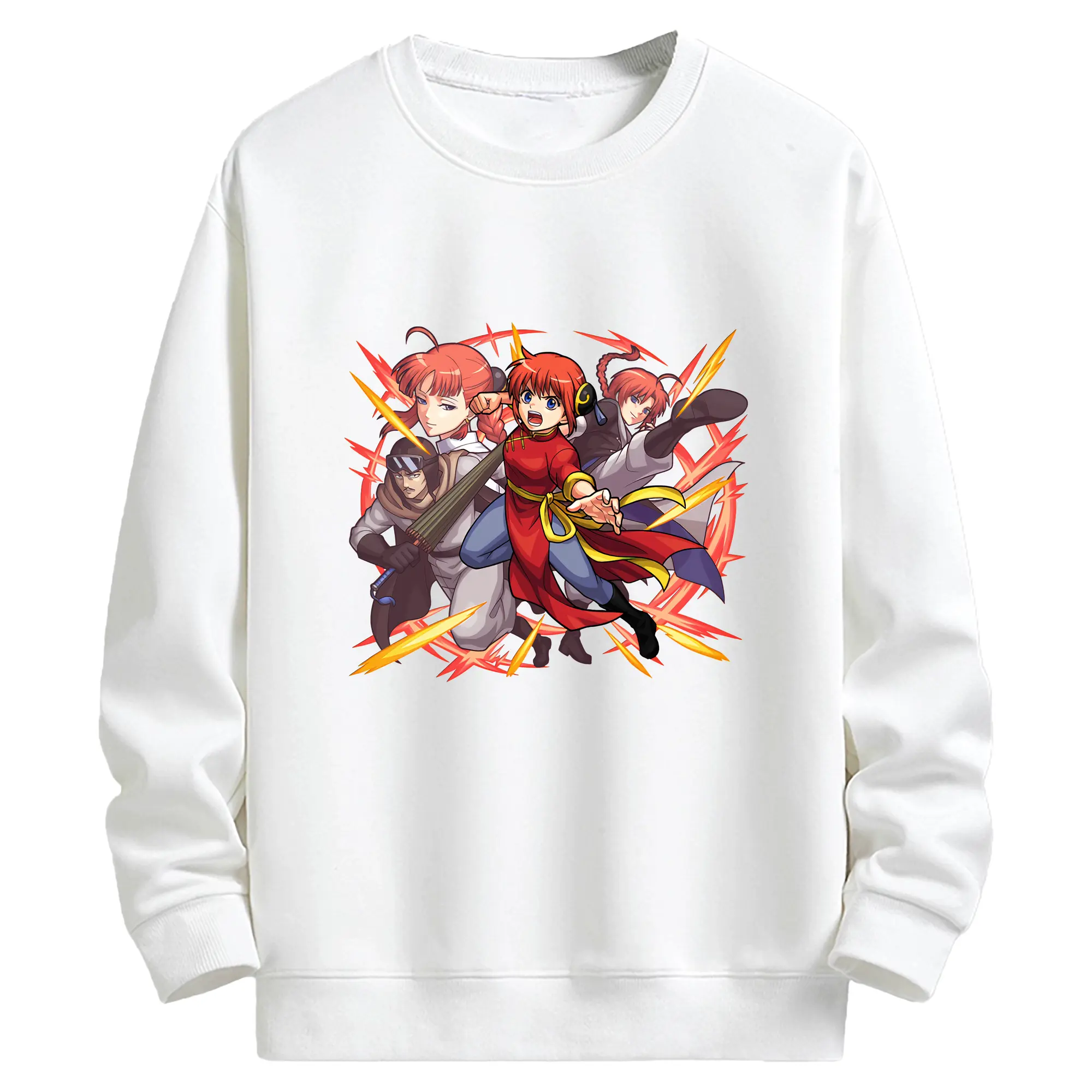 銀魂 グッズ 神楽 - キッズ クルーネックスウェットシャツ ・ フロントプリント ・ 綿80％ ポリエステル20％ ・ 快適 通学 スポーツ 日常使い お散歩用