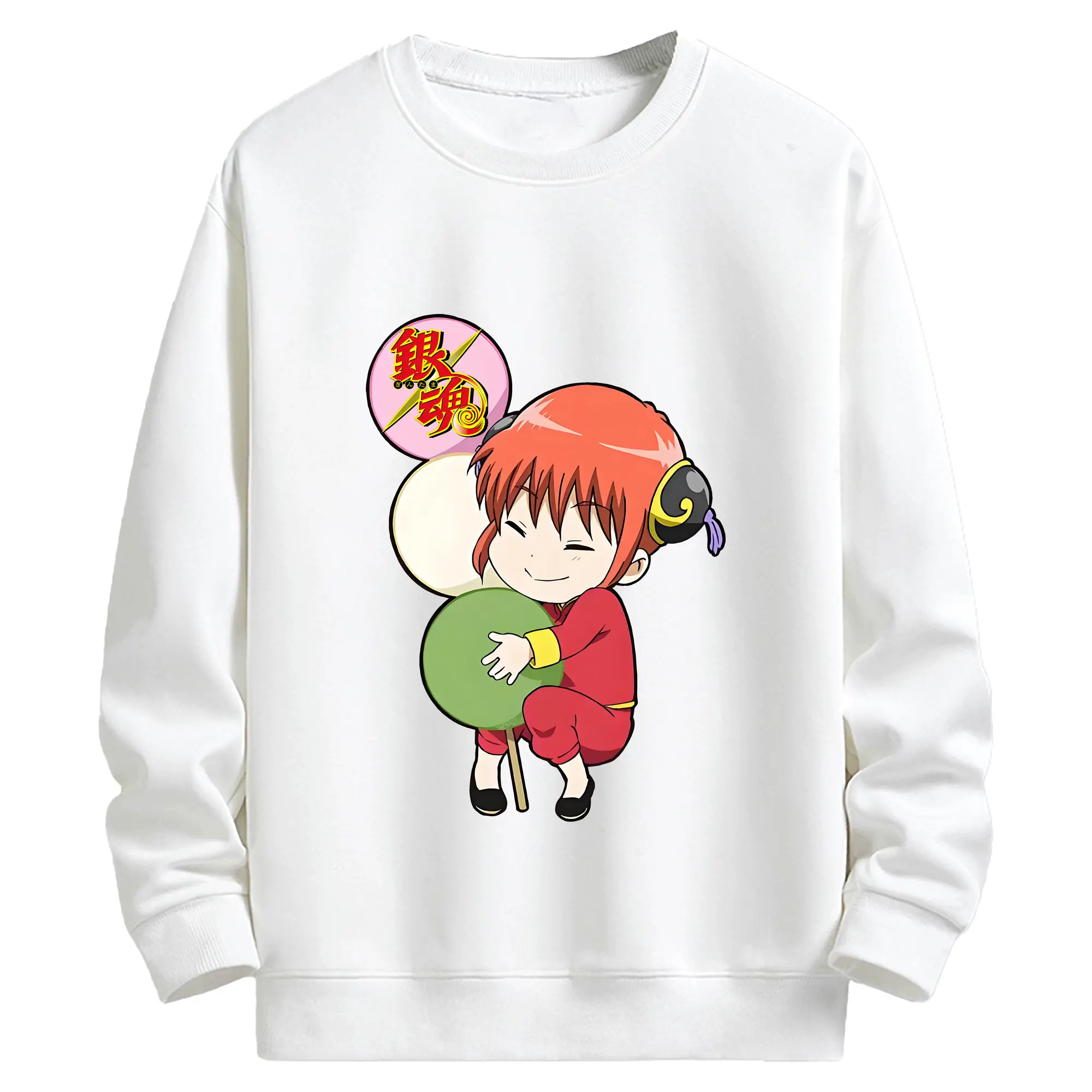 銀魂 グッズ 神楽 - キッズ クルーネックスウェットシャツ ・ フロントプリント ・ 綿80％ ポリエステル20％ ・ 快適 通学 スポーツ 日常使い お散歩用