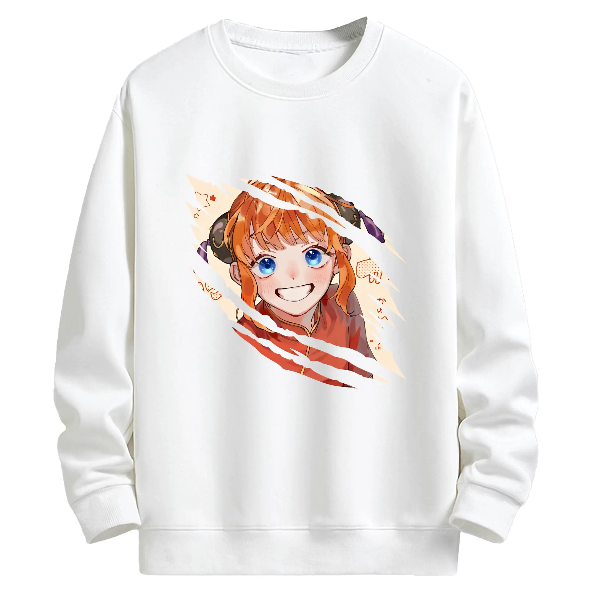銀魂 グッズ 神楽 - キッズ クルーネックスウェットシャツ ・ フロントプリント ・ 綿80％ ポリエステル20％ ・ 快適 通学 スポーツ 日常使い お散歩用